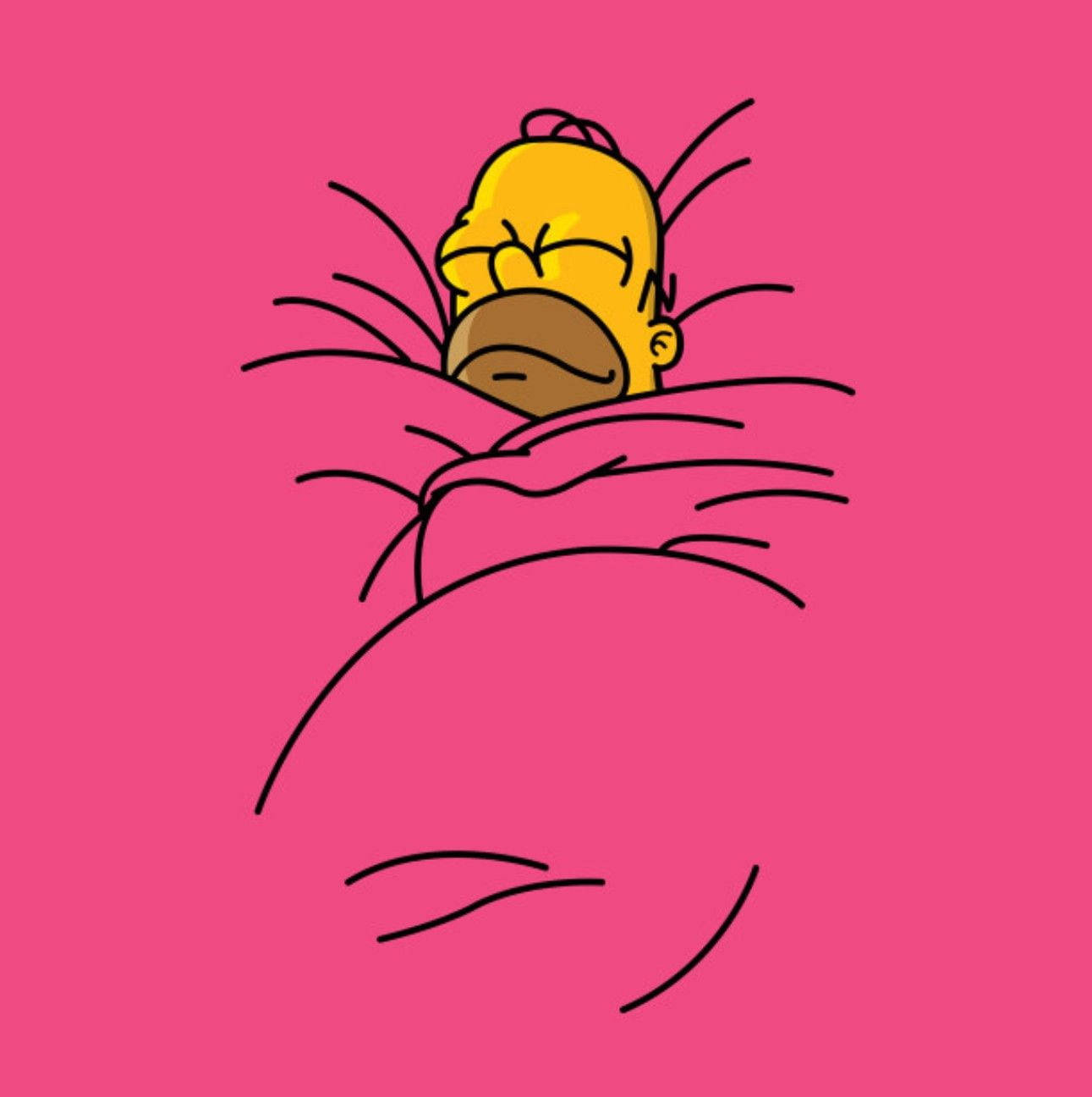 Homer Simpson, pink blanket, eyes closed, HD Phone Wallpaper