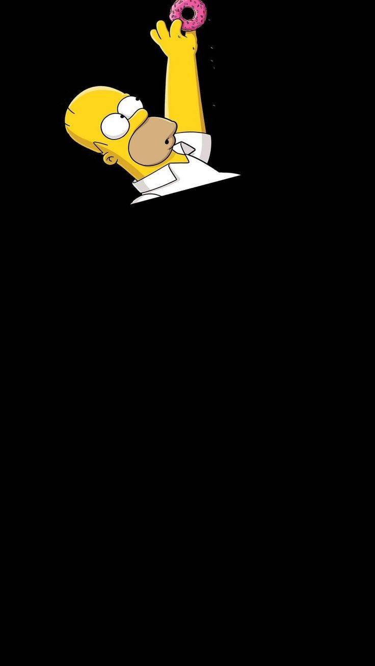 Homer Simpson, pink frosted donut, water drop notch, HD Phone Wallpaper