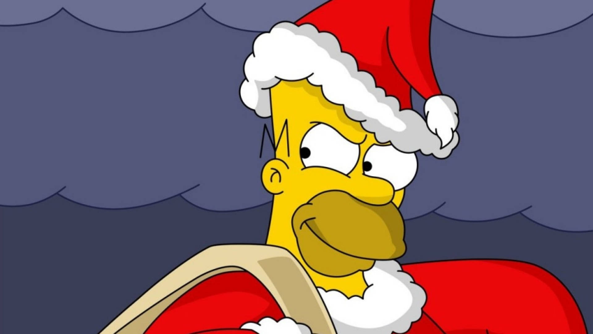 Homer Simpson, Santa hat, red Santa suit, Full HD Desktop Wallpaper