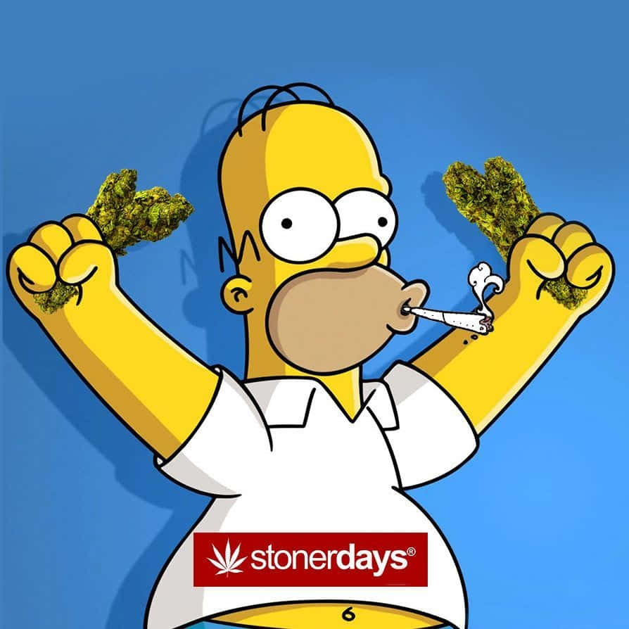 Homer Simpson, cannabis buds, joint, SD Desktop Wallpaper