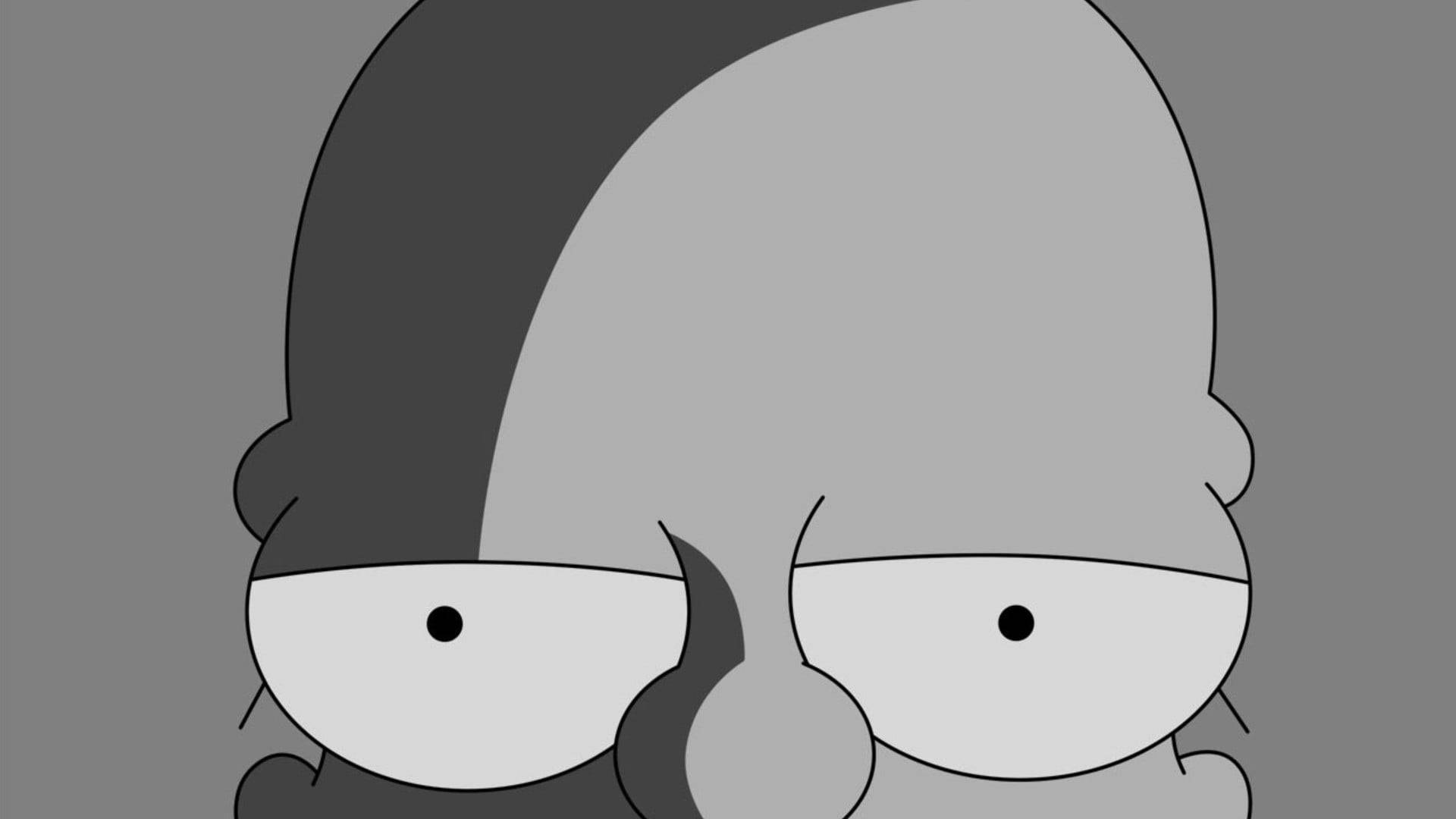 Homer Simpson, grayscale, close-up, Full HD Desktop Wallpaper
