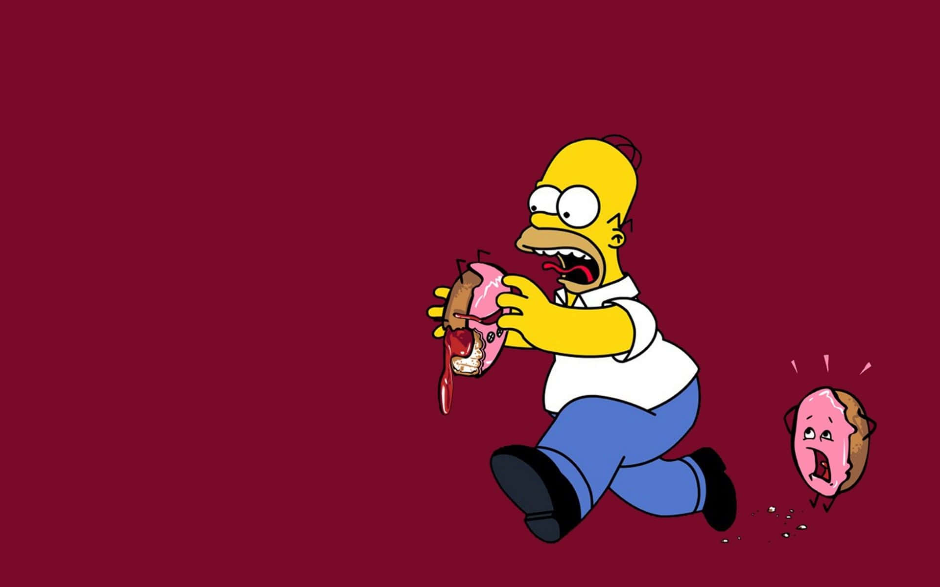 Homer Simpson, pink-frosted donut, iPhone Theme, Full HD Desktop Wallpaper