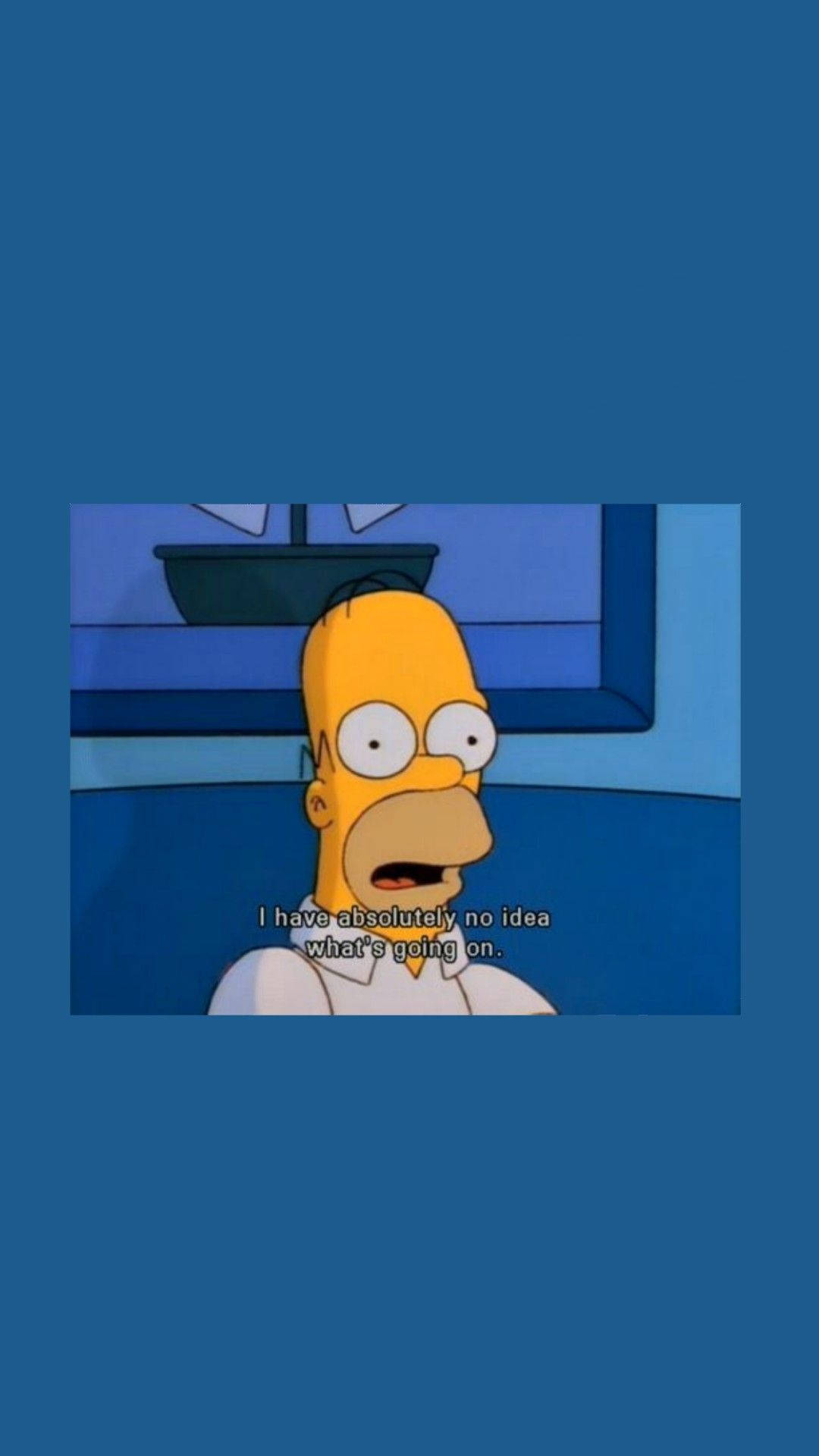 Homer Simpson, solid blue background, wide eyes, Full HD Phone Wallpaper