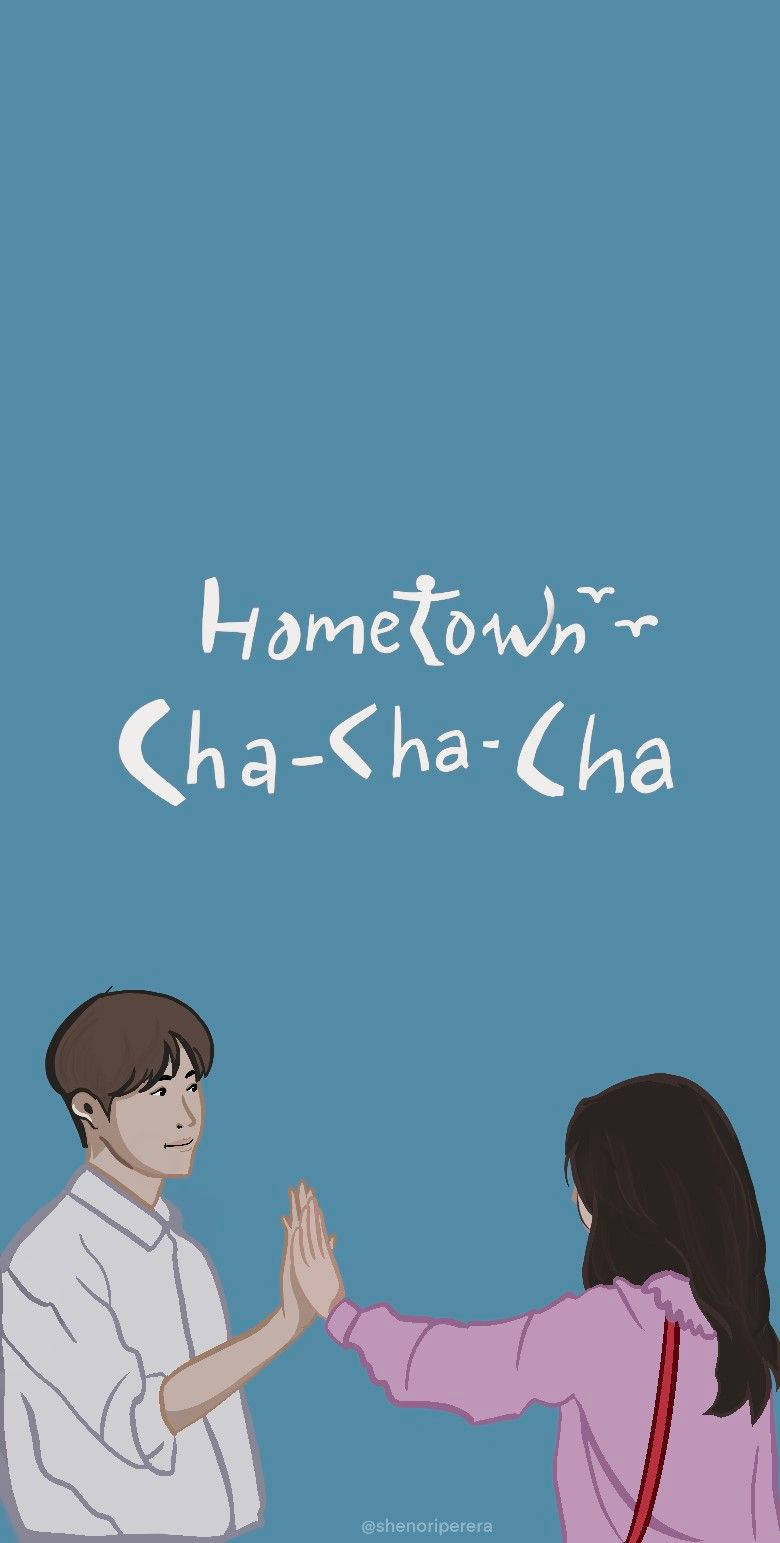 Hometown Cha Cha Cha, teal, handwritten text, HD Phone Wallpaper