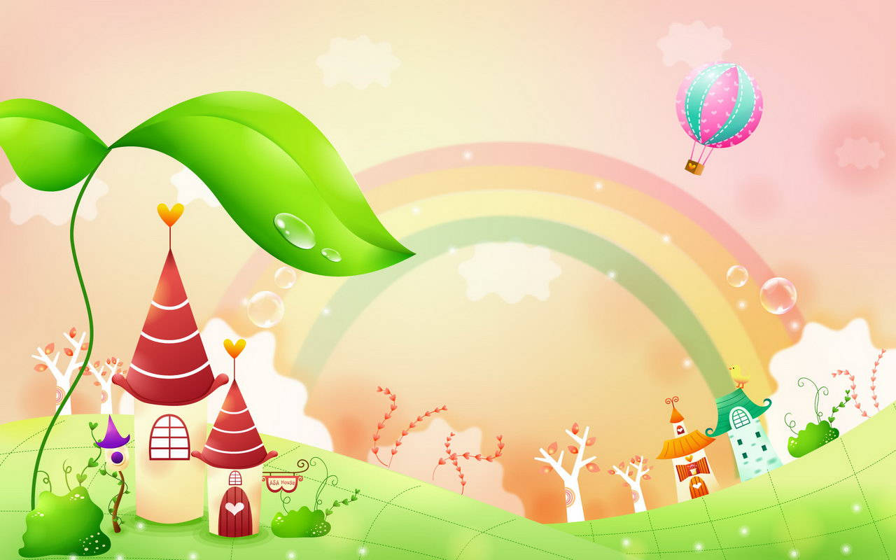 Town, Rainbow, Candy-colored houses, HD Desktop Wallpaper