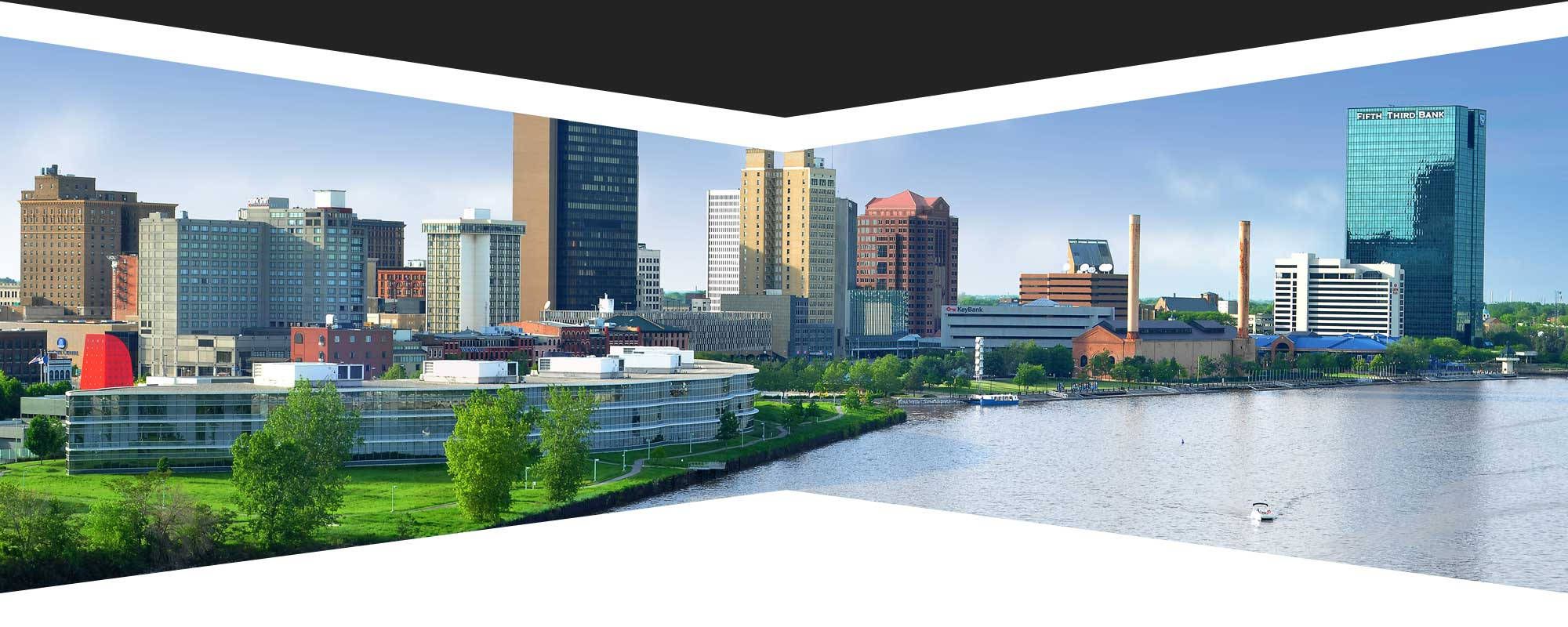 downtown Toledo, modern city skyline, tall buildings, Full HD Desktop Wallpaper