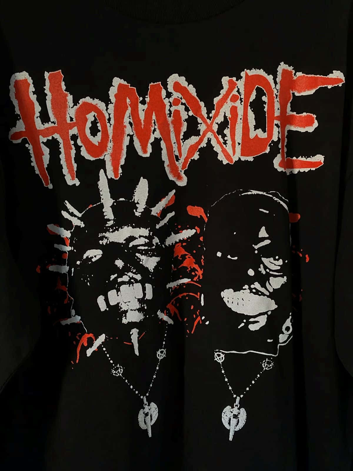 Homixide Gang, black t-shirt, bold red graffiti-style text, HD Phone Wallpaper