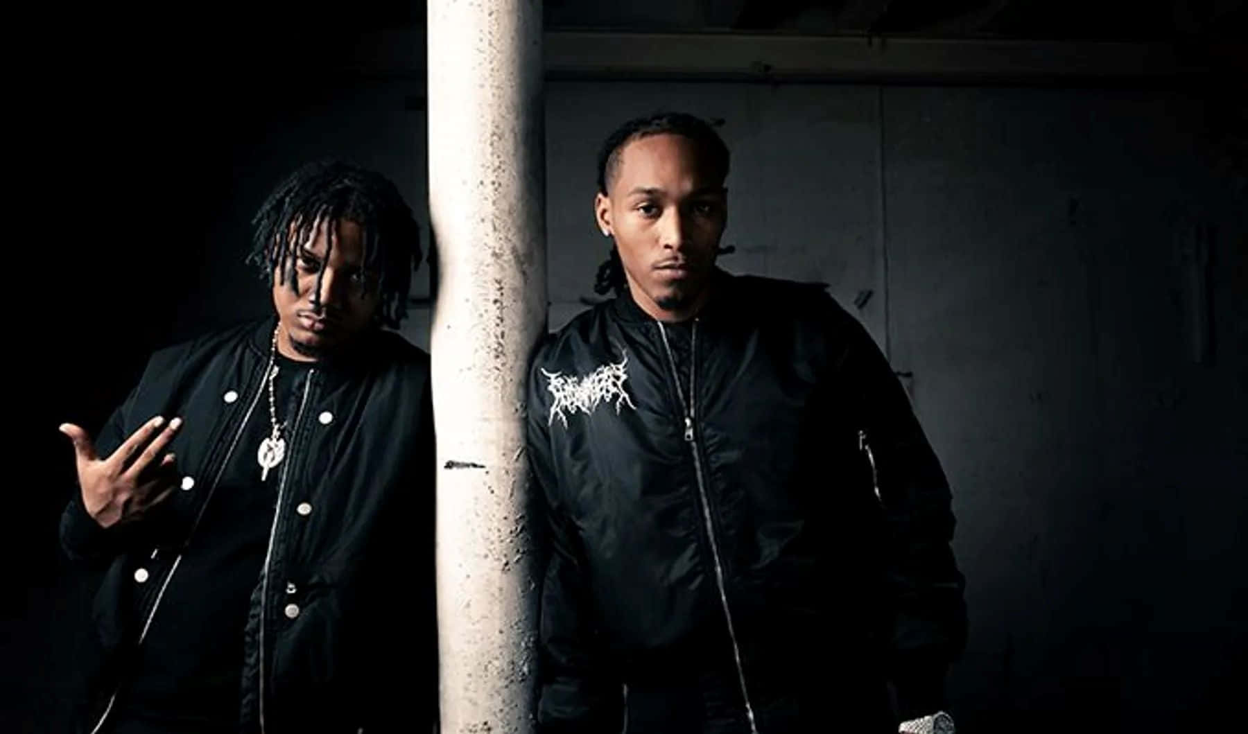 Homixide Gang, black jackets, concrete pillar, HD Desktop Wallpaper