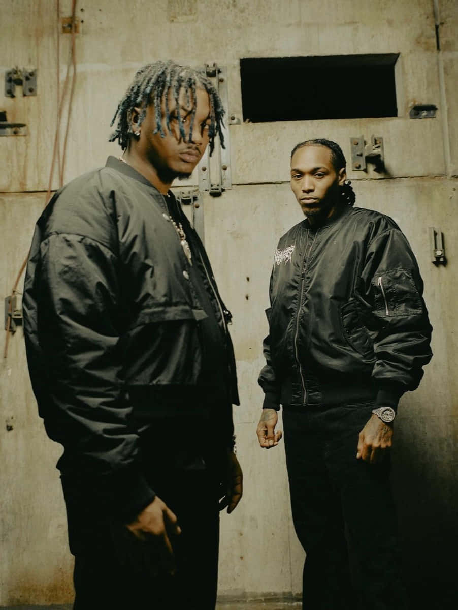 Homixide Gang, black bomber jackets, weathered concrete wall, SD Phone Wallpaper
