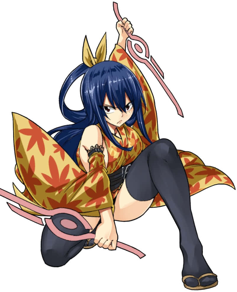 Homura Kōgetsu, blue-haired anime girl, maple leaf kimono, SD Phone Wallpaper