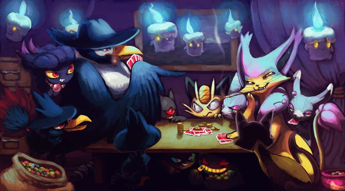 Honchkrow, glowing eyes, candlelight, SD Desktop Wallpaper