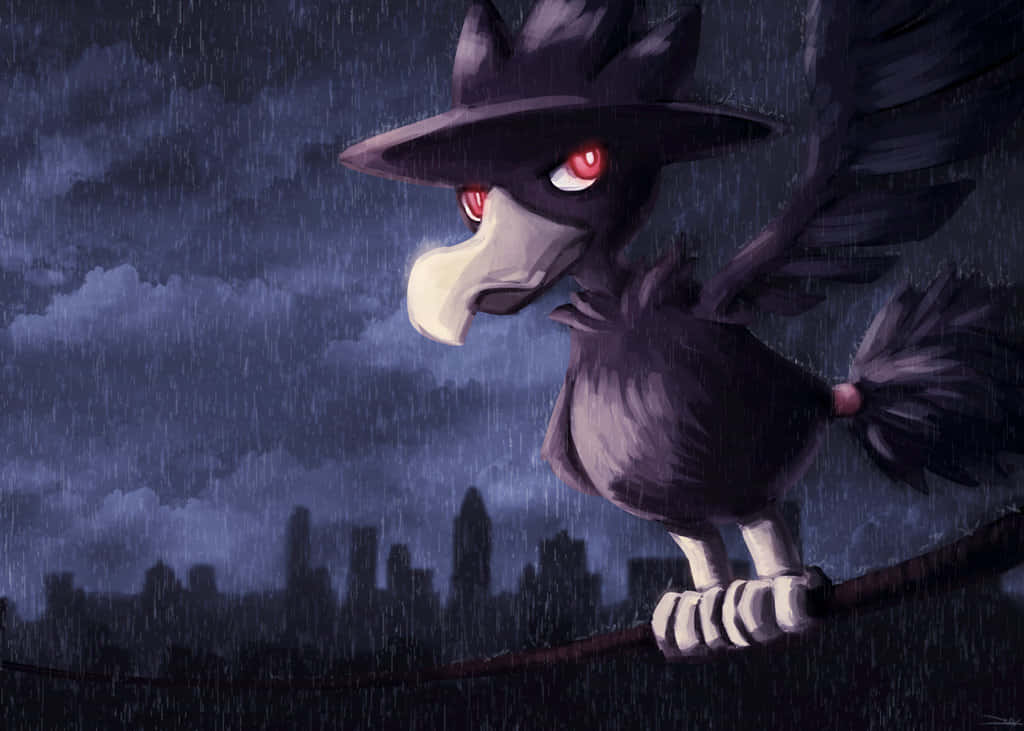 Honchkrow, red eyes, hat, SD Desktop Wallpaper