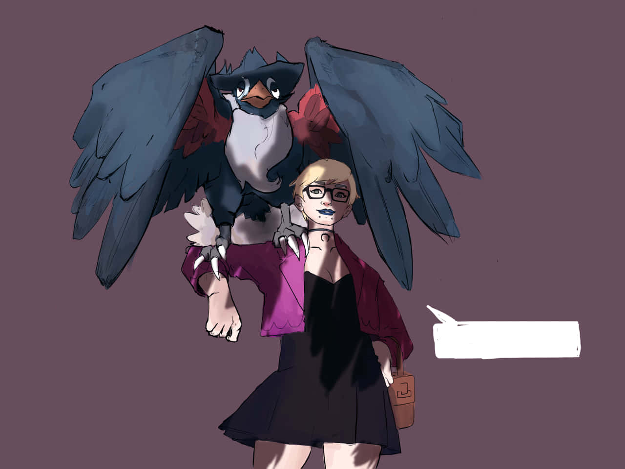 Honchkrow, purple jacket, glasses, HD Desktop Wallpaper