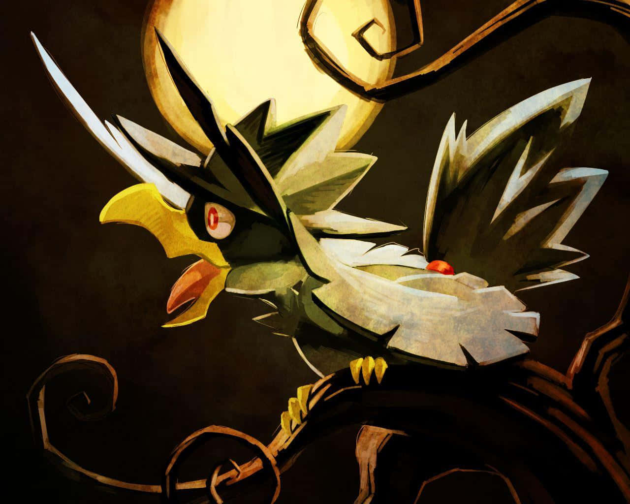 Honchkrow, tree branch, red eyes, HD Desktop Wallpaper