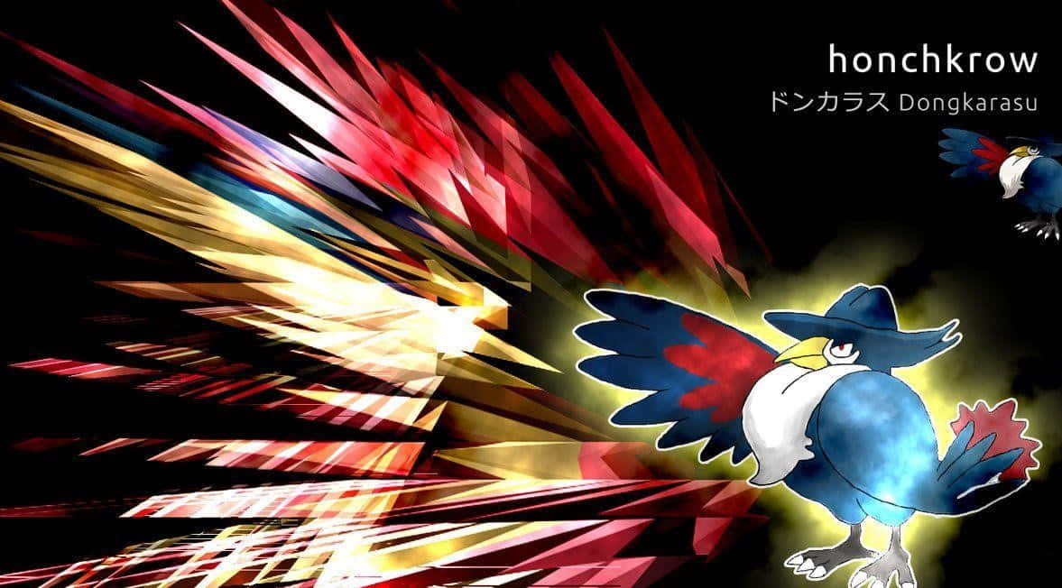 Honchkrow, yellow aura, red gold energy, SD Desktop Wallpaper