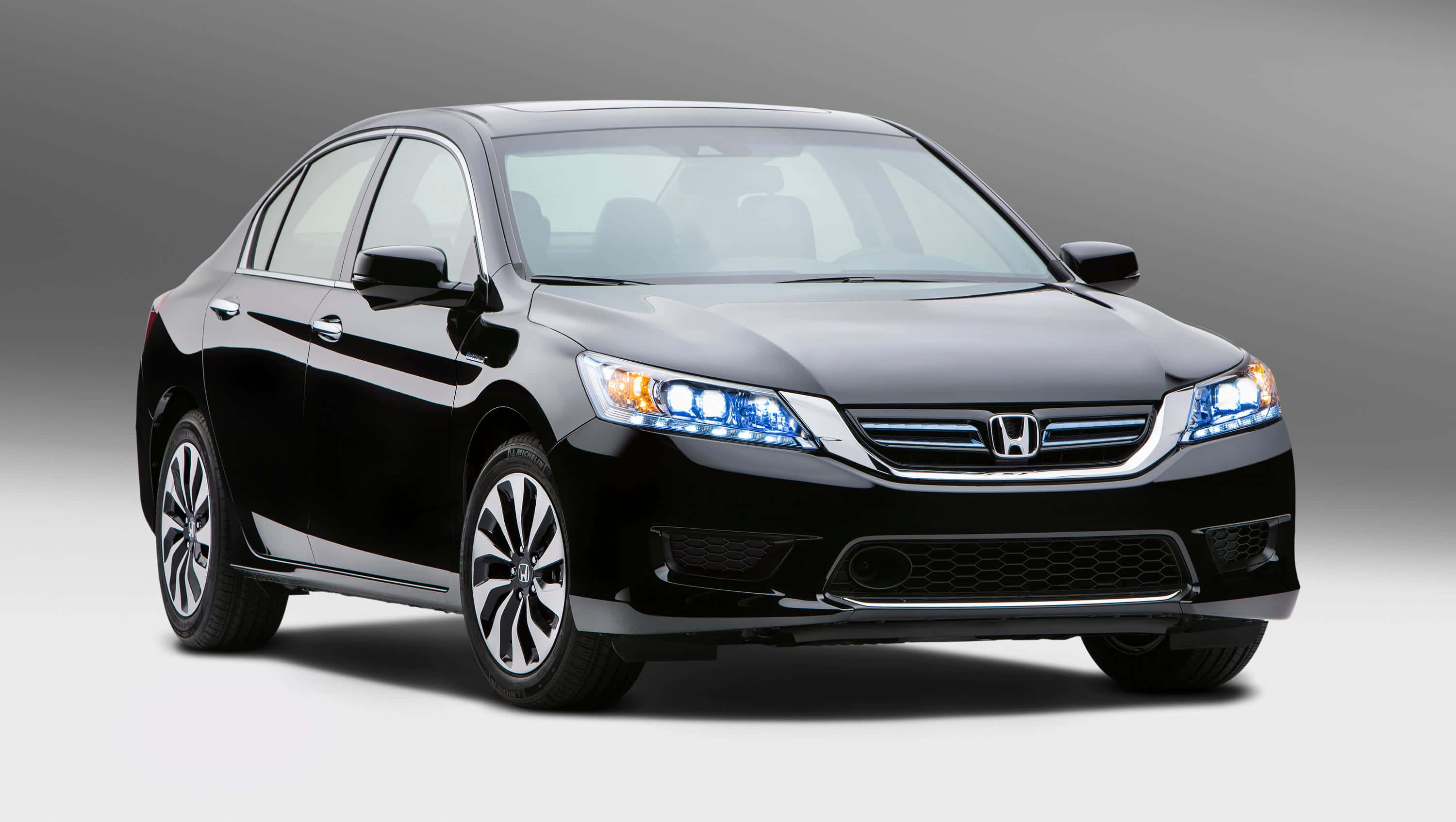 Honda Accord, black, glowing blue headlights, 2K Desktop Wallpaper