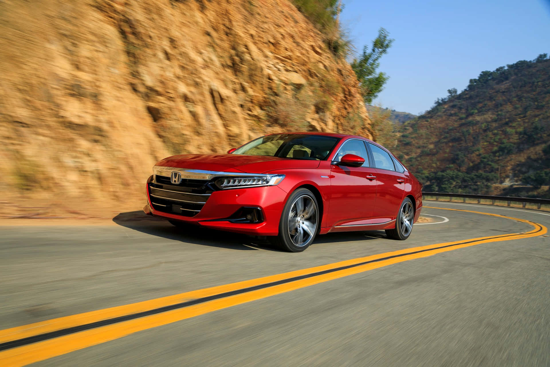Honda Accord, vibrant red, winding mountain road, Full HD Desktop Wallpaper