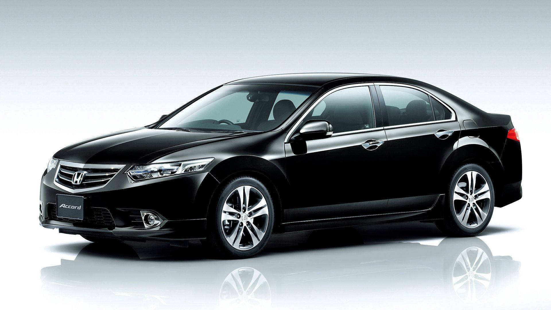 black Honda Accord, sleek, glossy reflection, Full HD Desktop Wallpaper