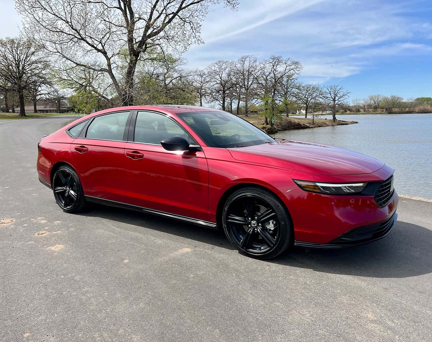 Honda Accord, glossy red, black rims, HD Desktop Wallpaper