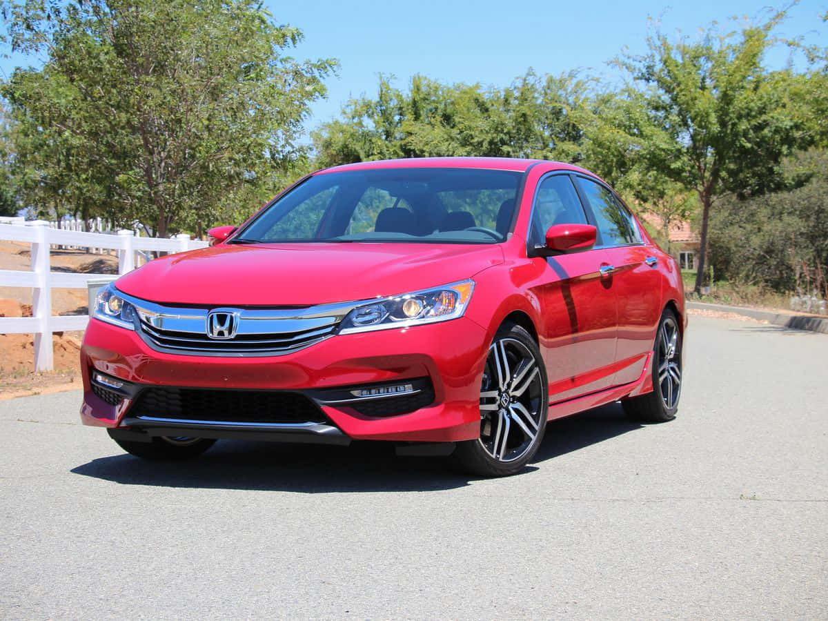 Honda Accord, glossy red, paved road, SD Desktop Wallpaper
