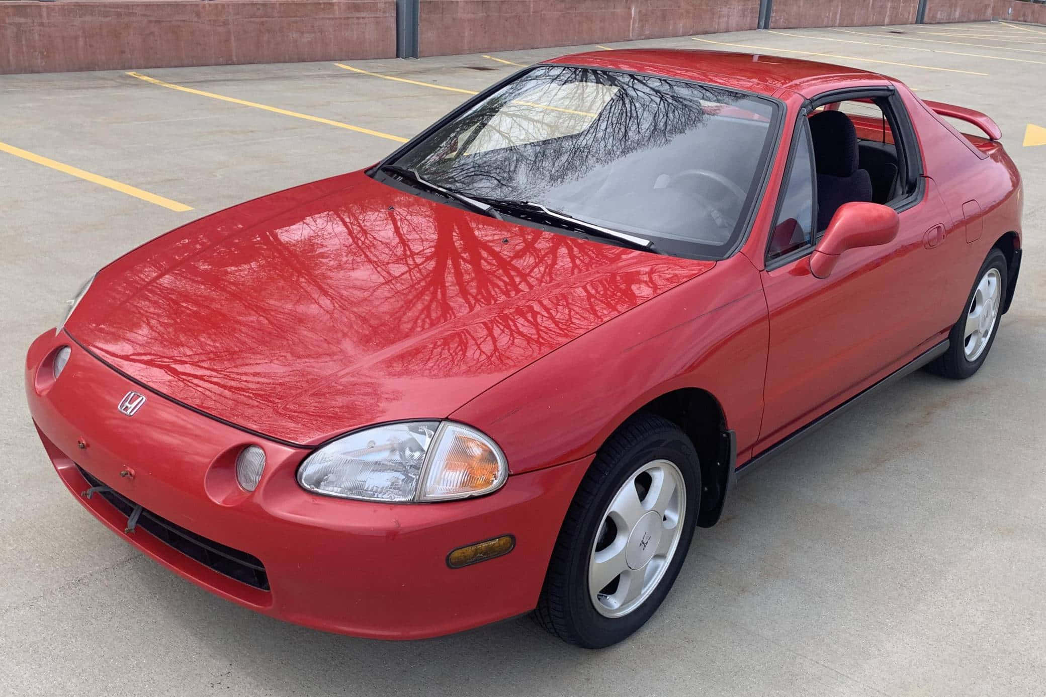 Honda Civic Del Sol, stunning red, glossy hood, Full HD Desktop Wallpaper