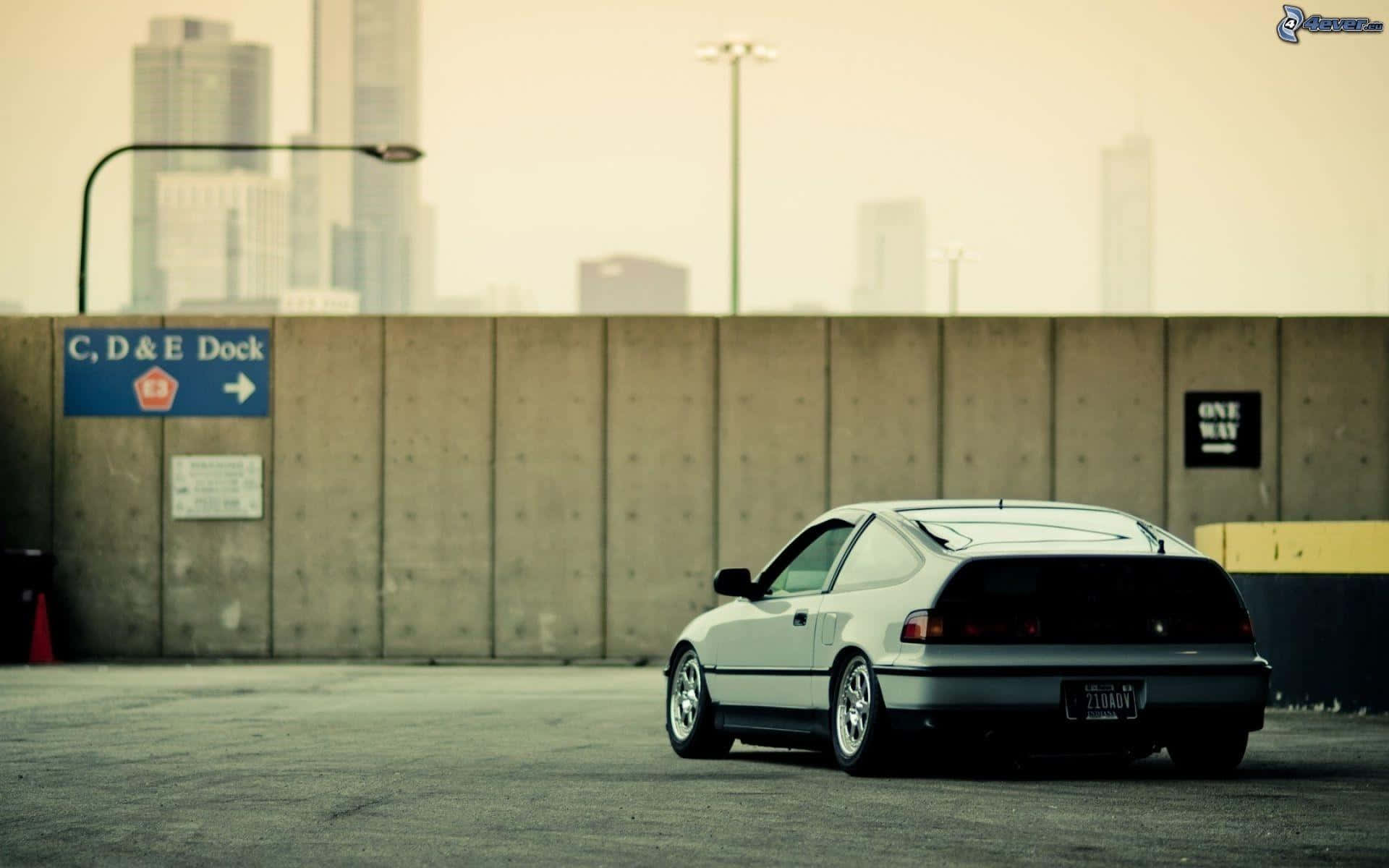 Honda Civic Del Sol, silver, urban lot, Full HD Desktop Wallpaper