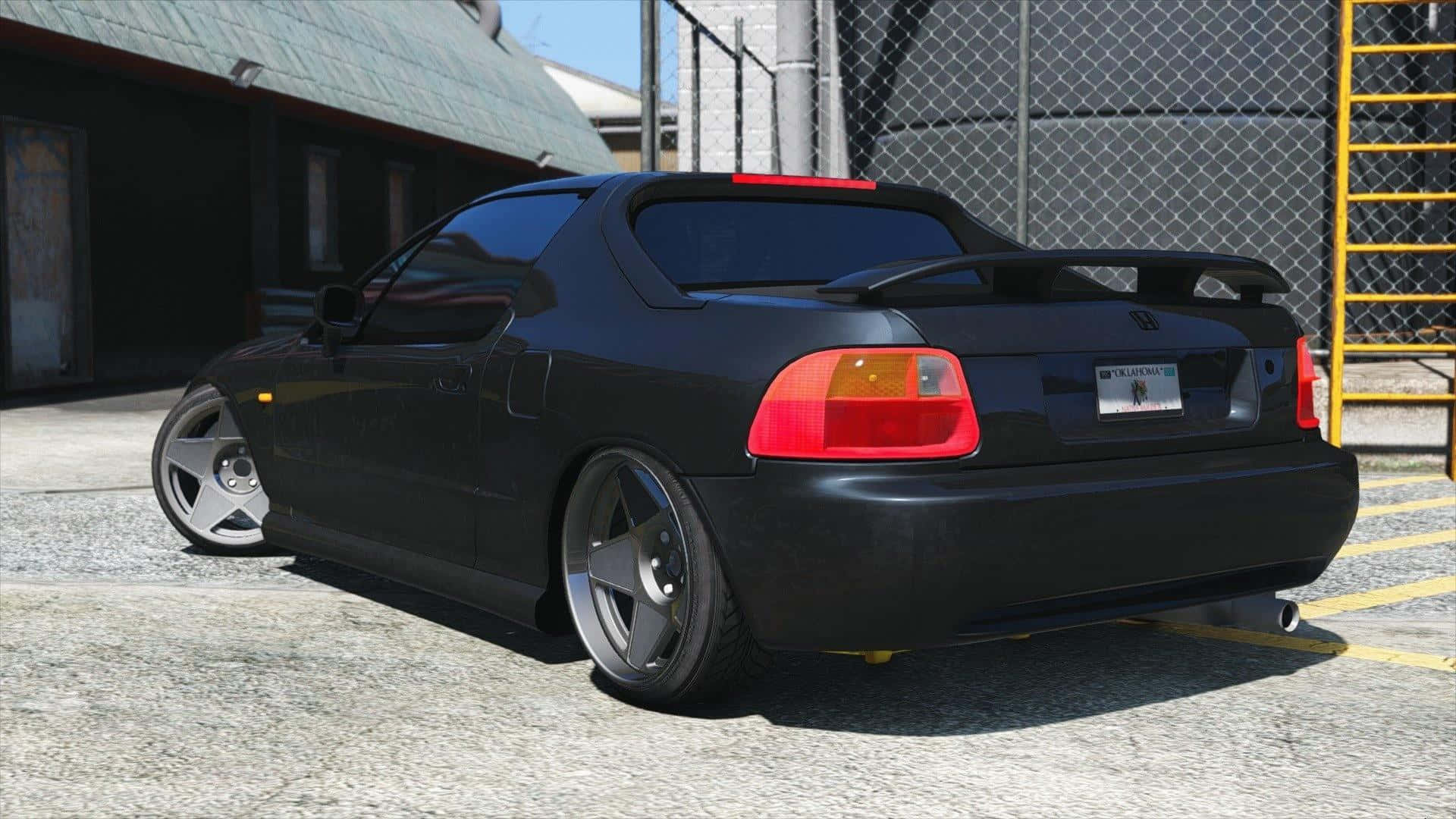 Honda Civic Del Sol, black, custom wheels, Full HD Desktop Wallpaper