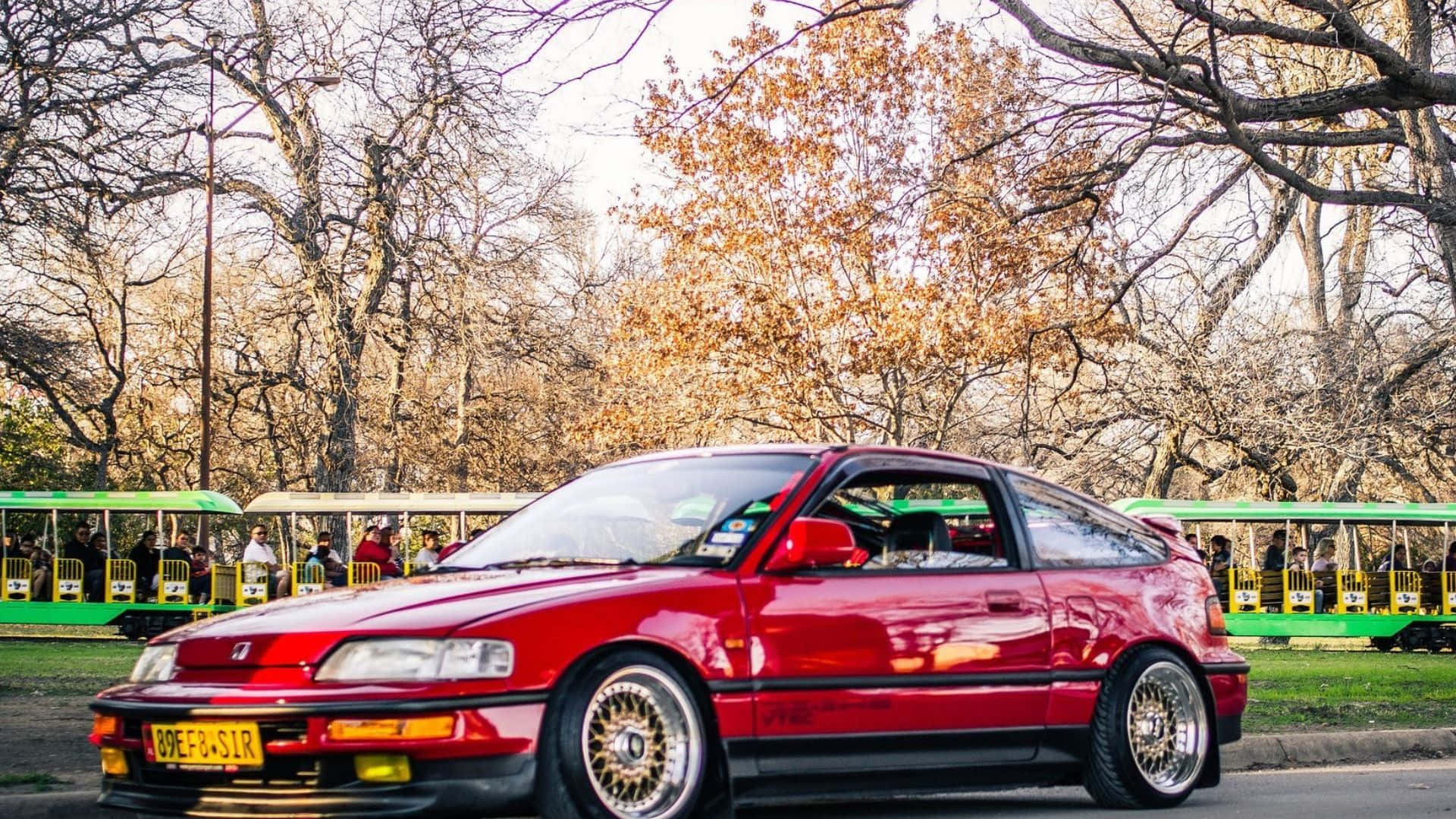 Honda Civic Del Sol, glossy red, scenic road, Full HD Desktop Wallpaper