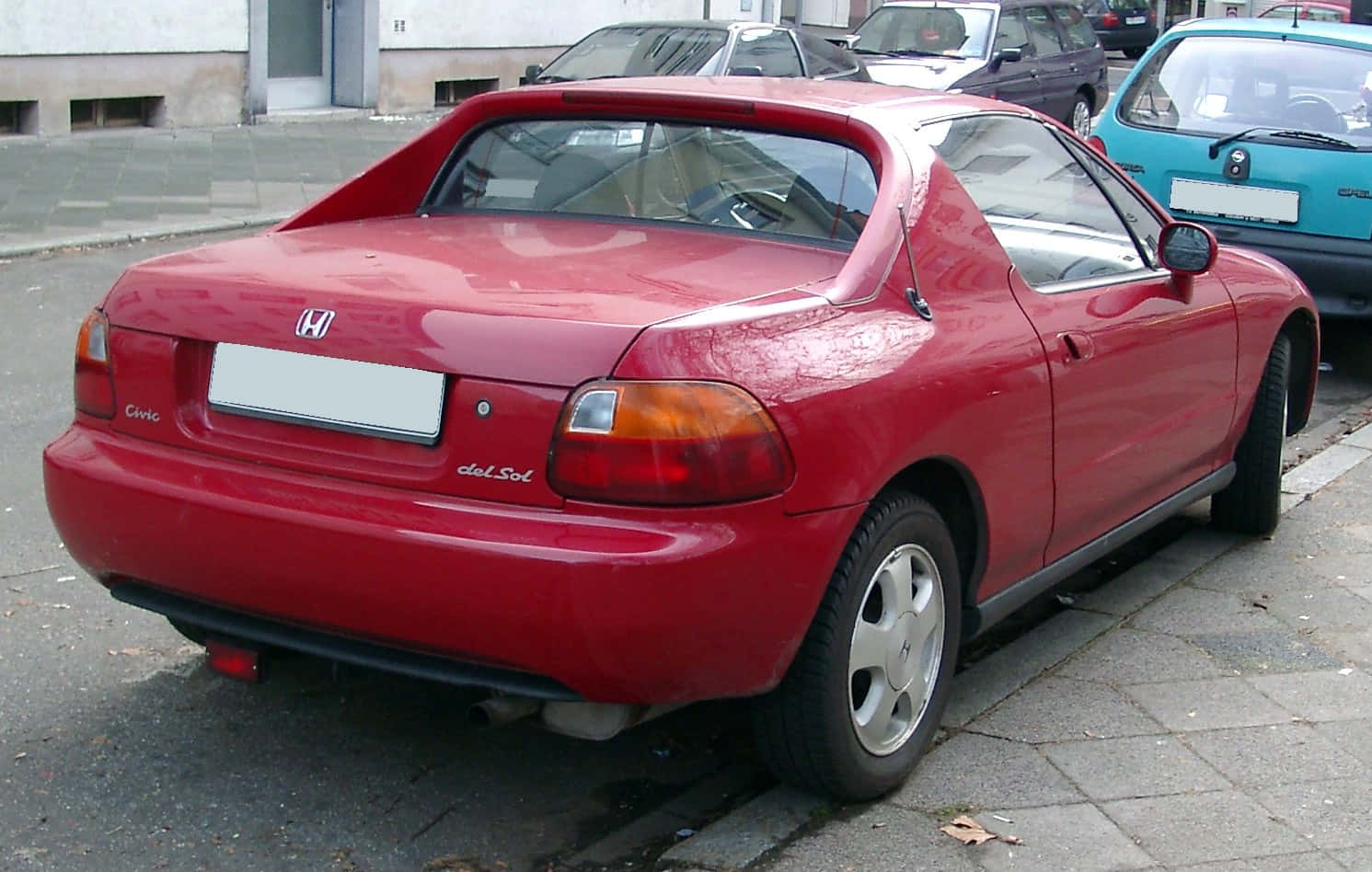 Honda Civic Del Sol, vibrant red, paved street, HD Desktop Wallpaper