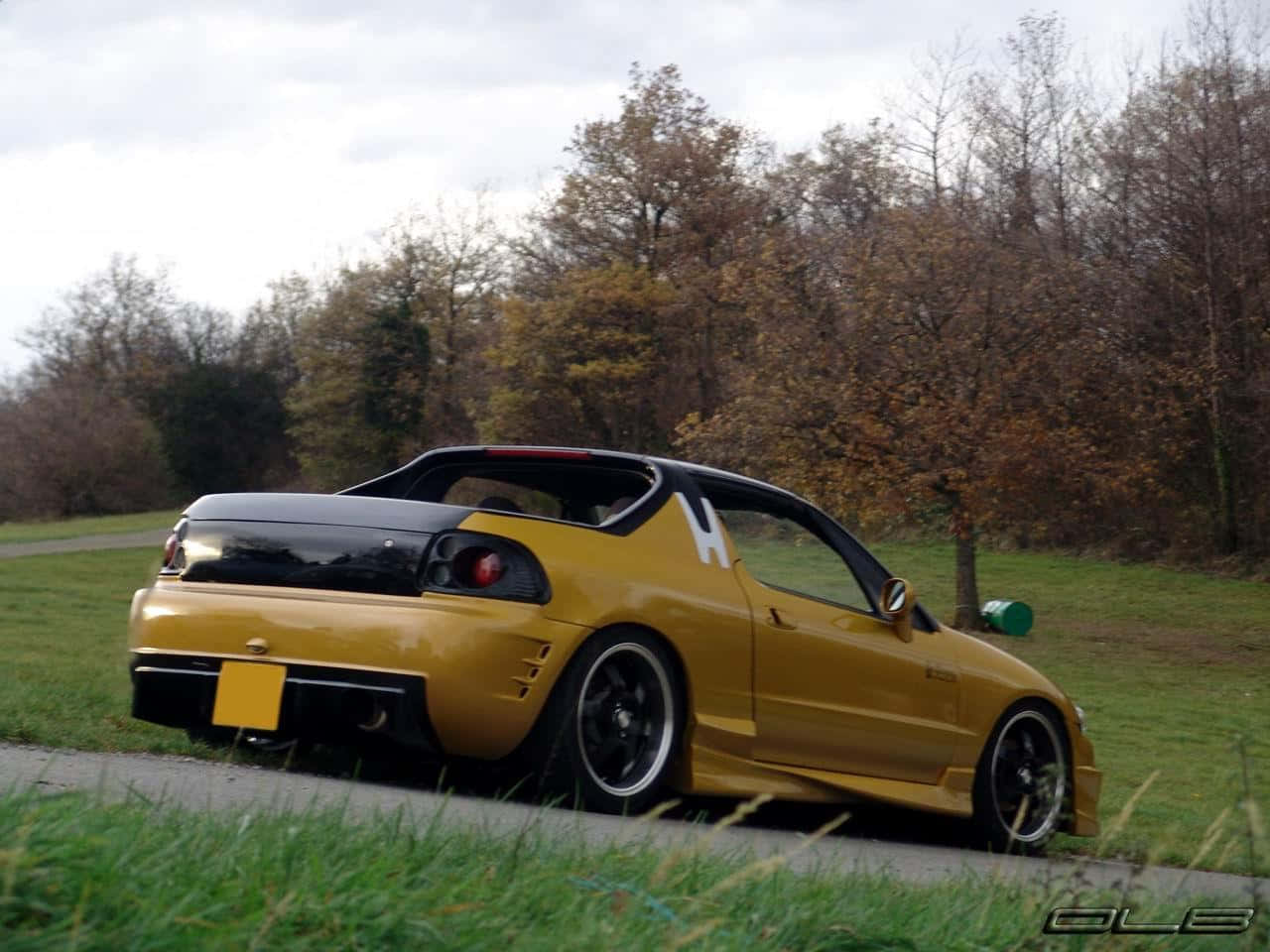 1993 Honda Civic Del Sol, gold and black, modified sports car, HD Desktop Wallpaper