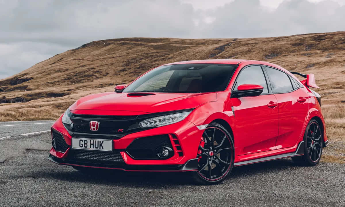 Honda Civic Type R, vibrant red, gravel road, SD Desktop Wallpaper