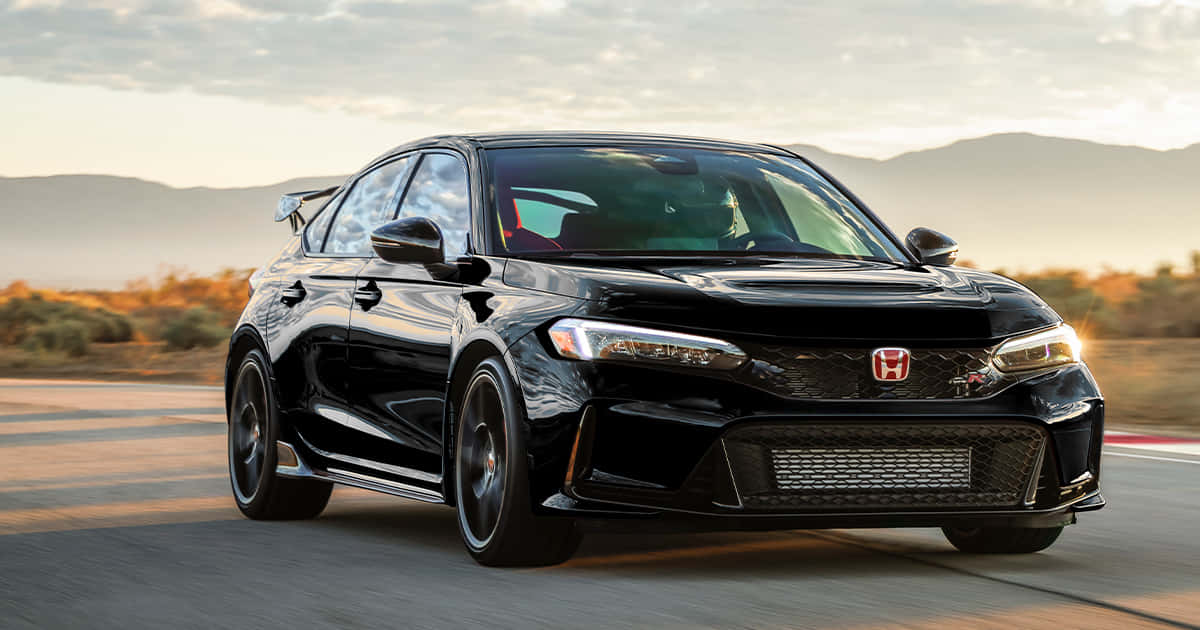 Honda Civic Type R, black, desert highway, SD Desktop Wallpaper