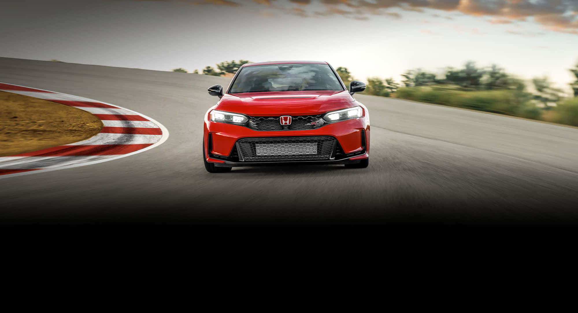 Honda Civic Type R, vibrant red, curved racetrack, Full HD Desktop Wallpaper