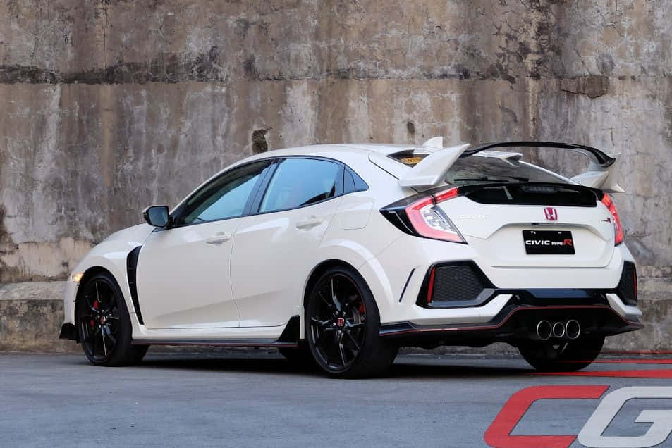 Honda Civic Type R, white, black accents, SD Desktop Wallpaper