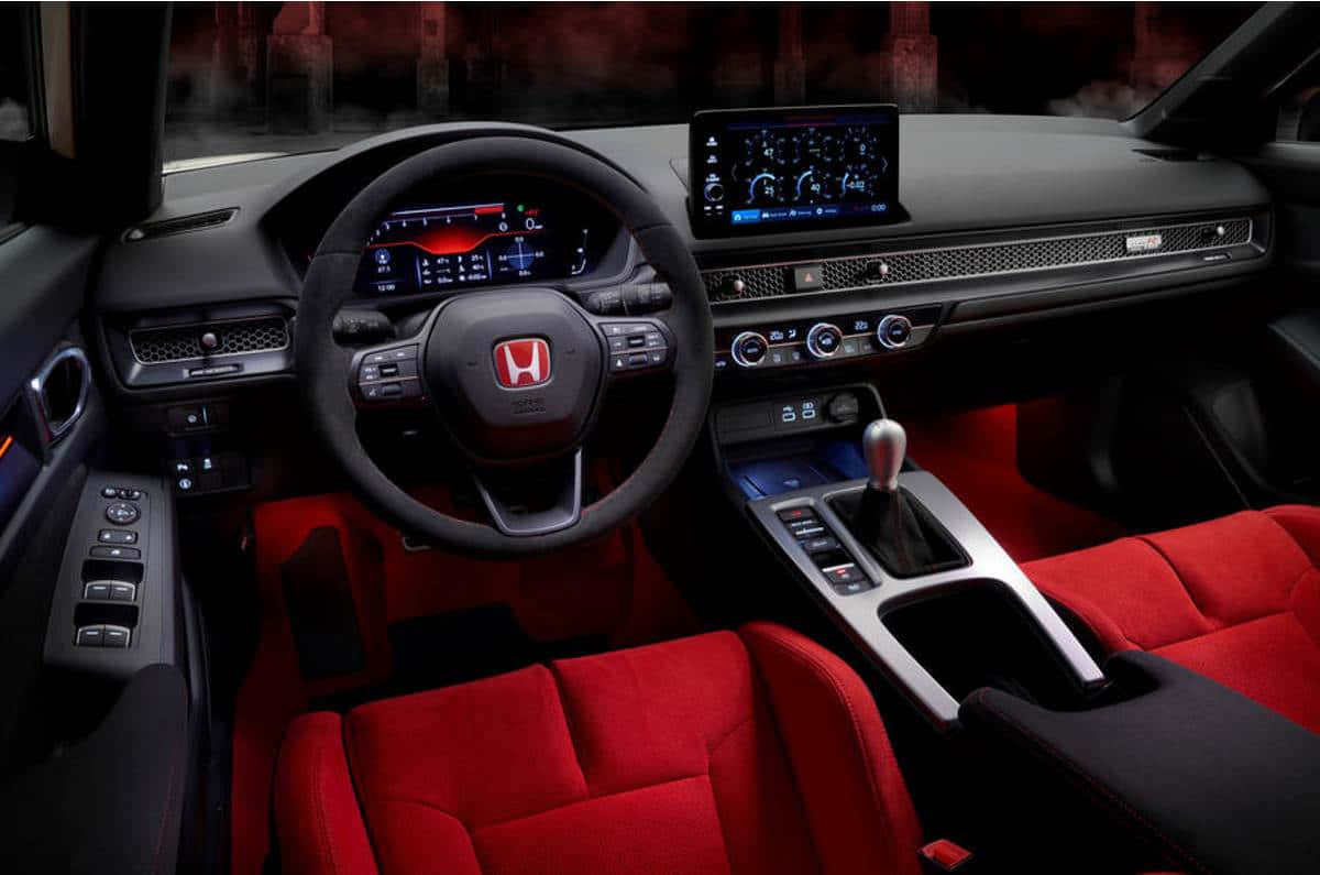 Honda Civic Type R, red leather seats, digital dashboard, SD Desktop Wallpaper