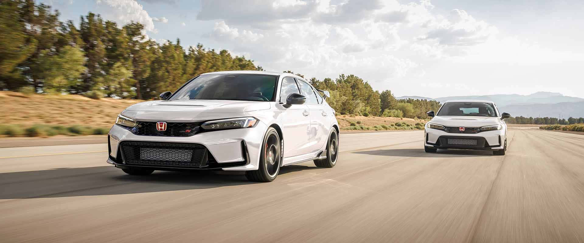 Honda Civic Type R, white, desert highway, Full HD Desktop Wallpaper