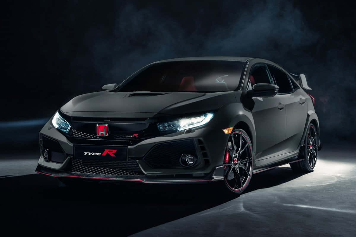 2019 Honda Civic Type R, matte black, red accents, SD Desktop Wallpaper
