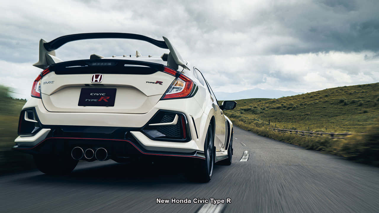 Honda Civic Type R, white, winding rural road, HD Desktop Wallpaper