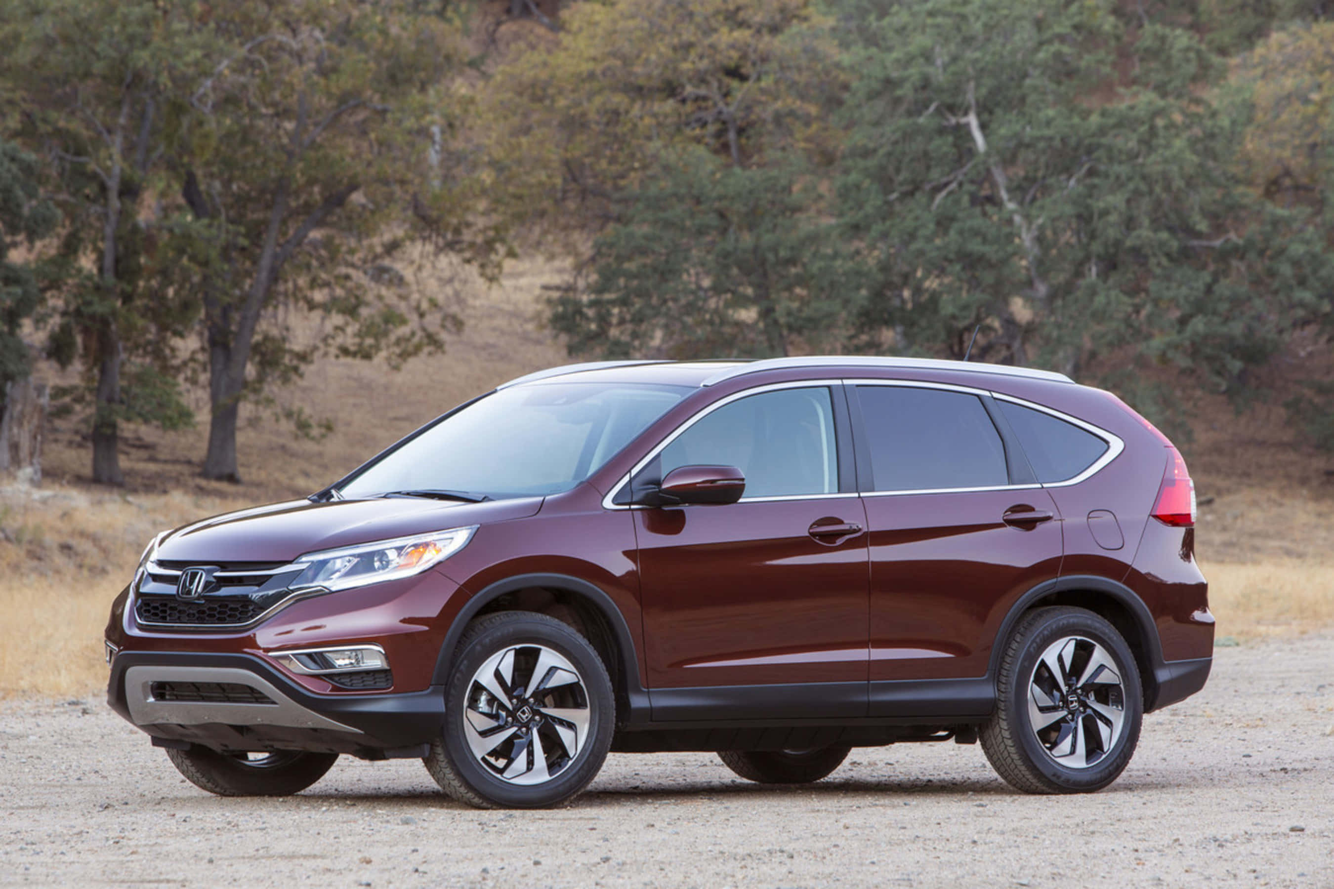 Honda CR-V, maroon, dirt road, 2K Desktop Wallpaper