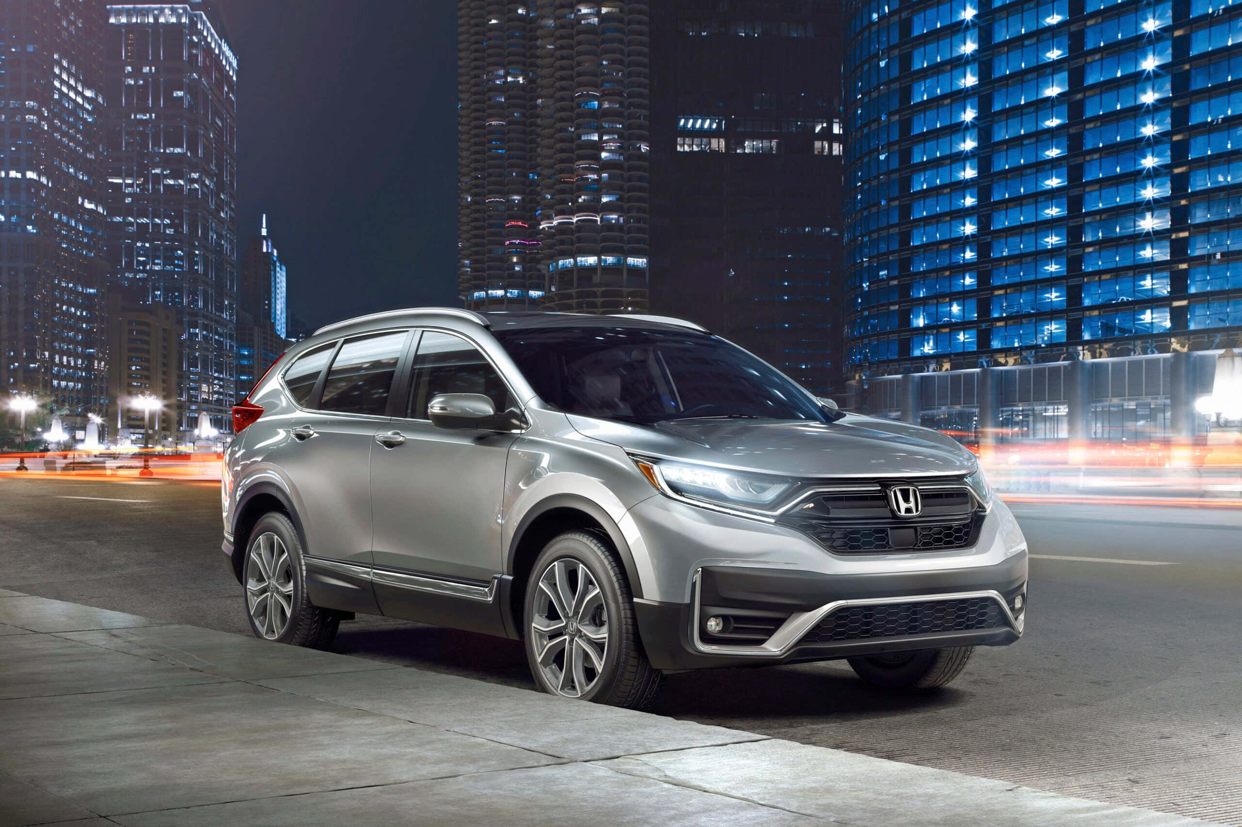 Honda CR-V, silver, city street, 2K Desktop Wallpaper
