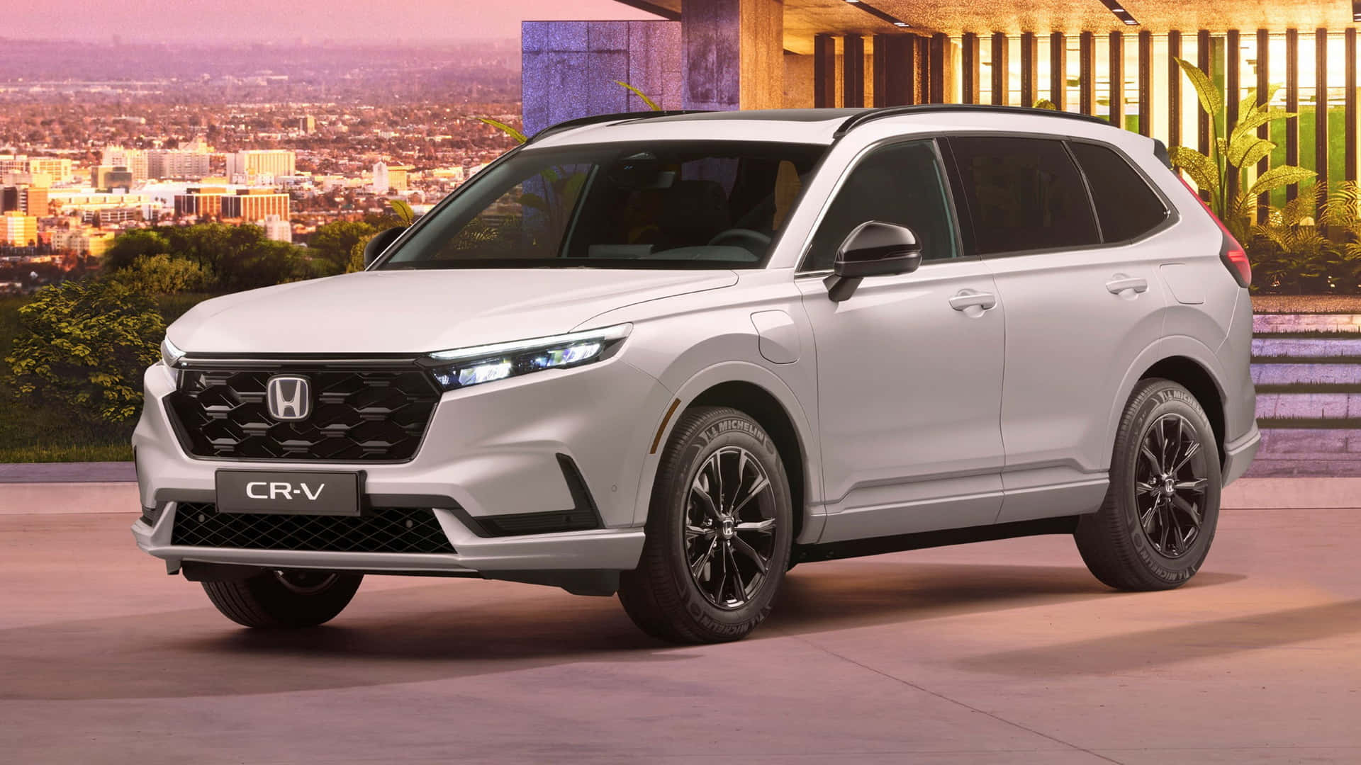 Honda CR-V, white, rooftop, Full HD Desktop Wallpaper