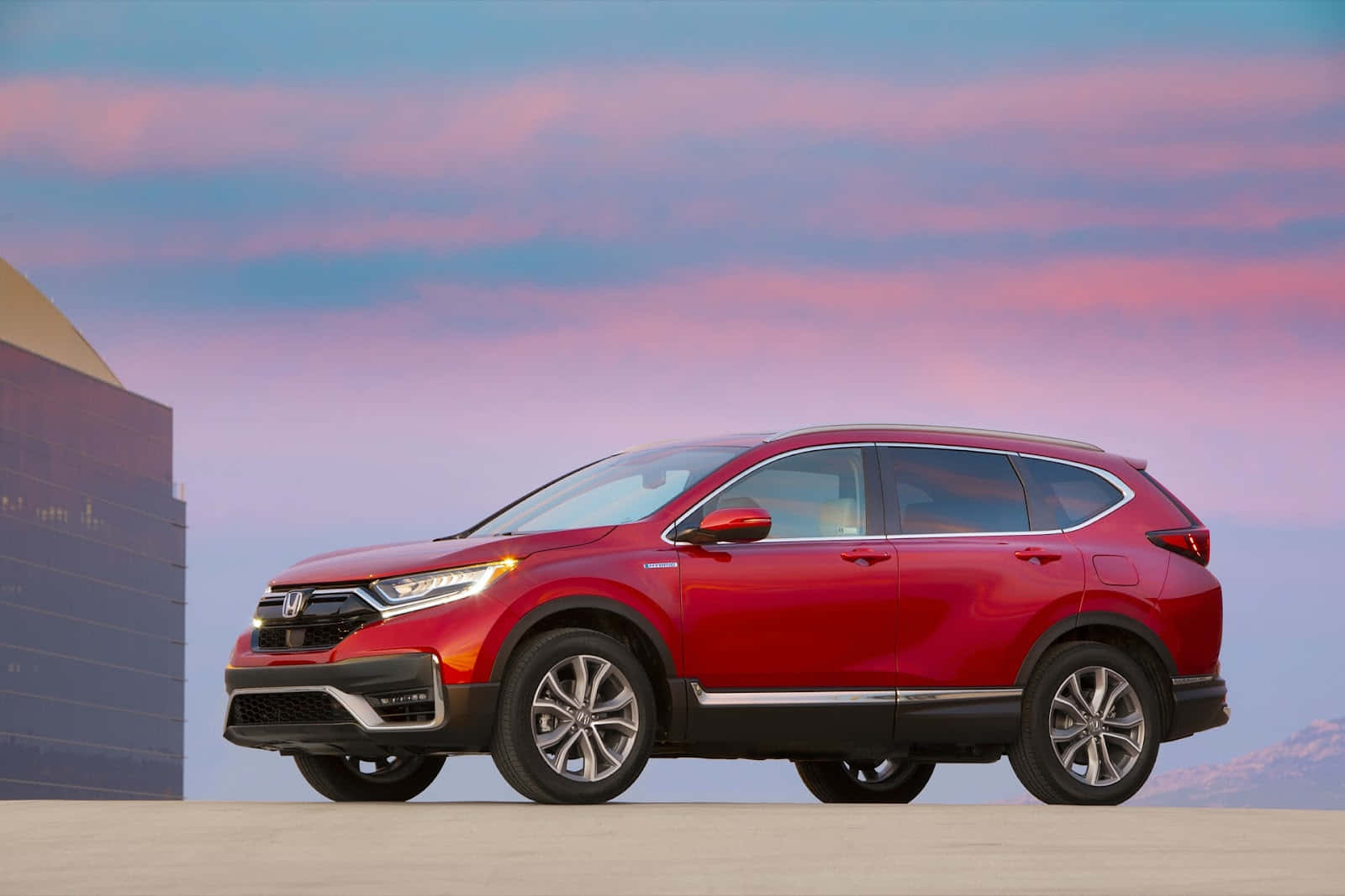 Honda CR-V, red, pastel pink and blue twilight sky, HD Desktop Wallpaper