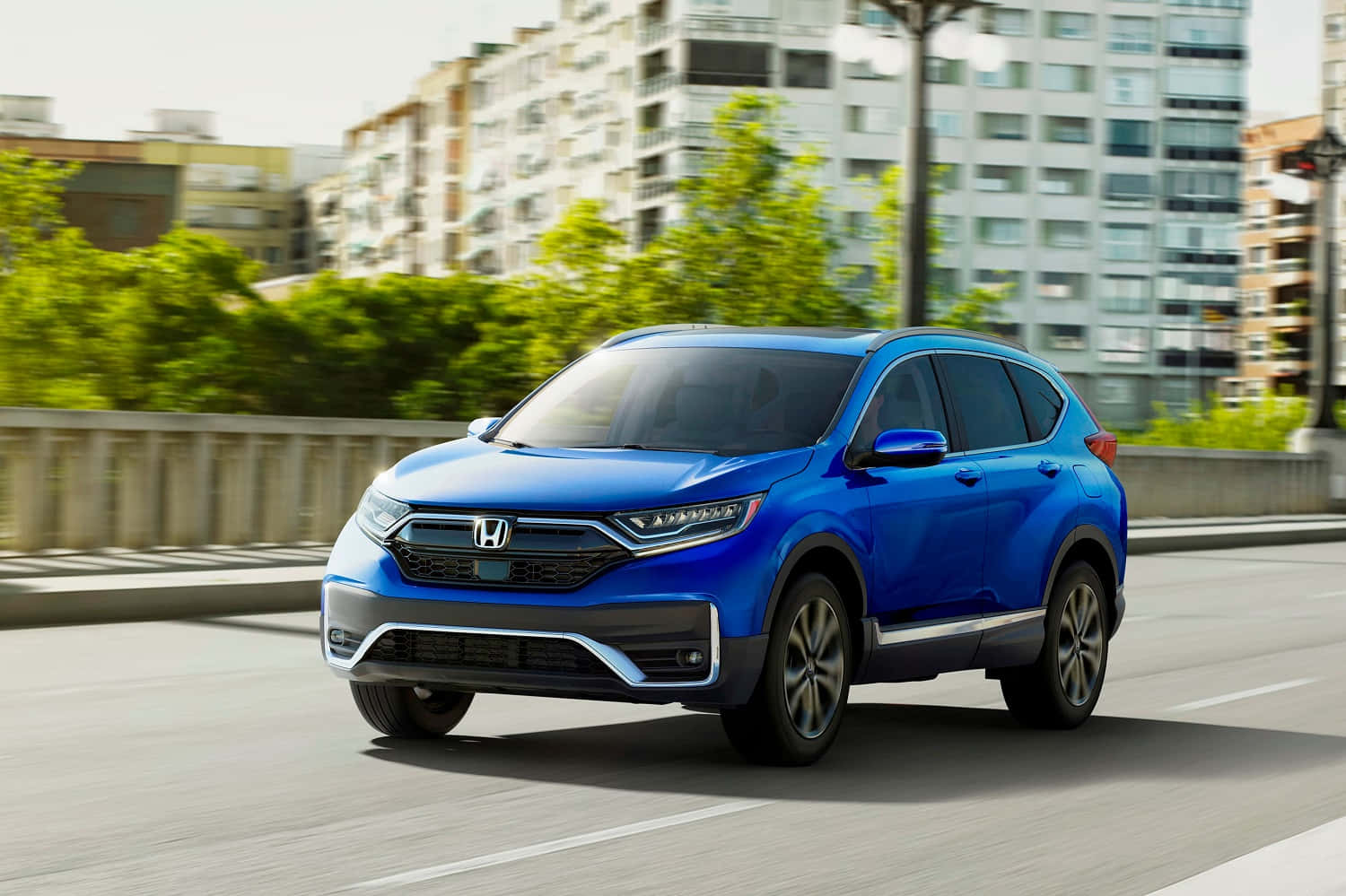 Honda CR-V, vibrant blue, city bridge, HD Desktop Wallpaper