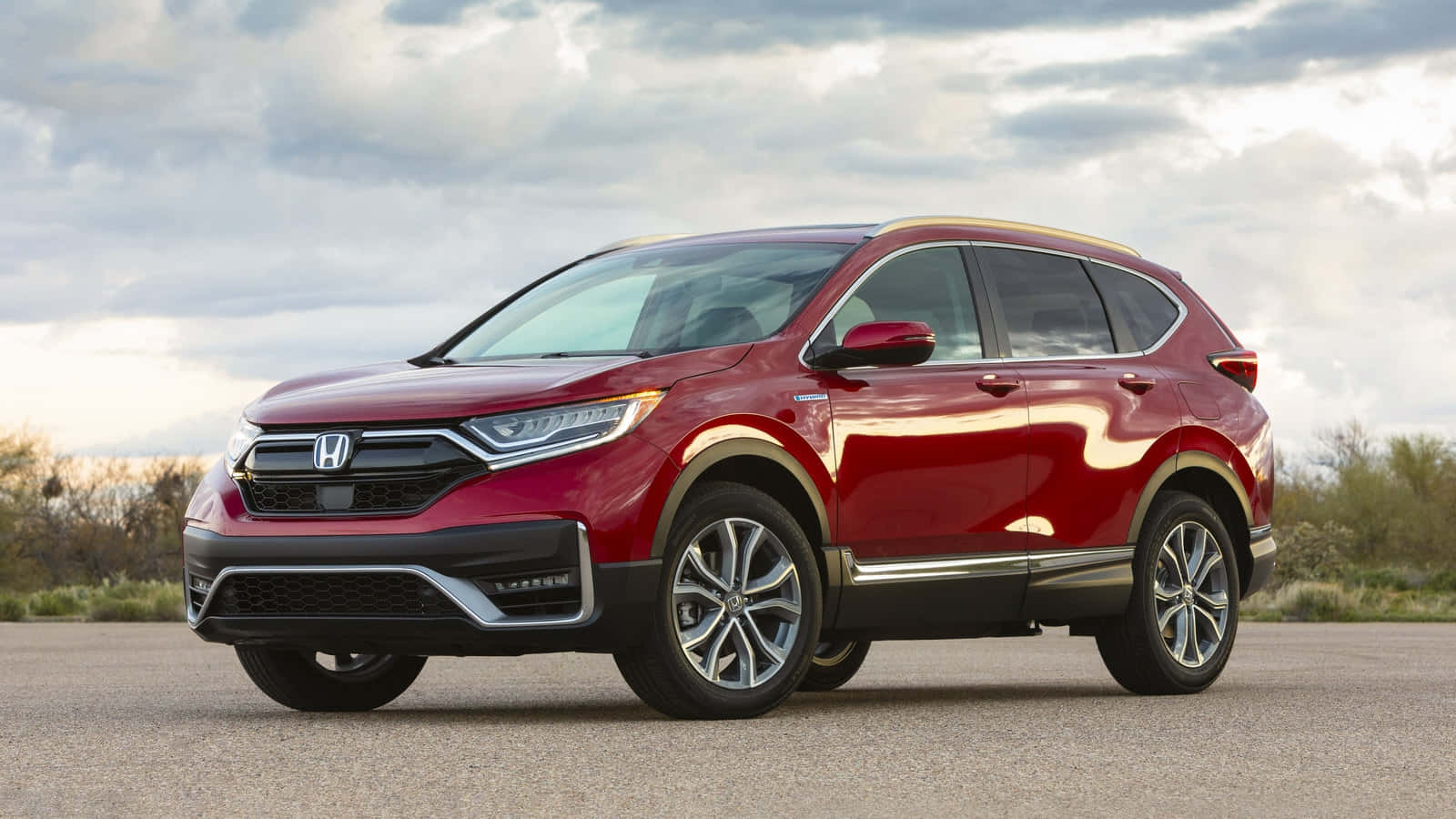 glossy red, Honda CR-V, asphalt, HD Desktop Wallpaper