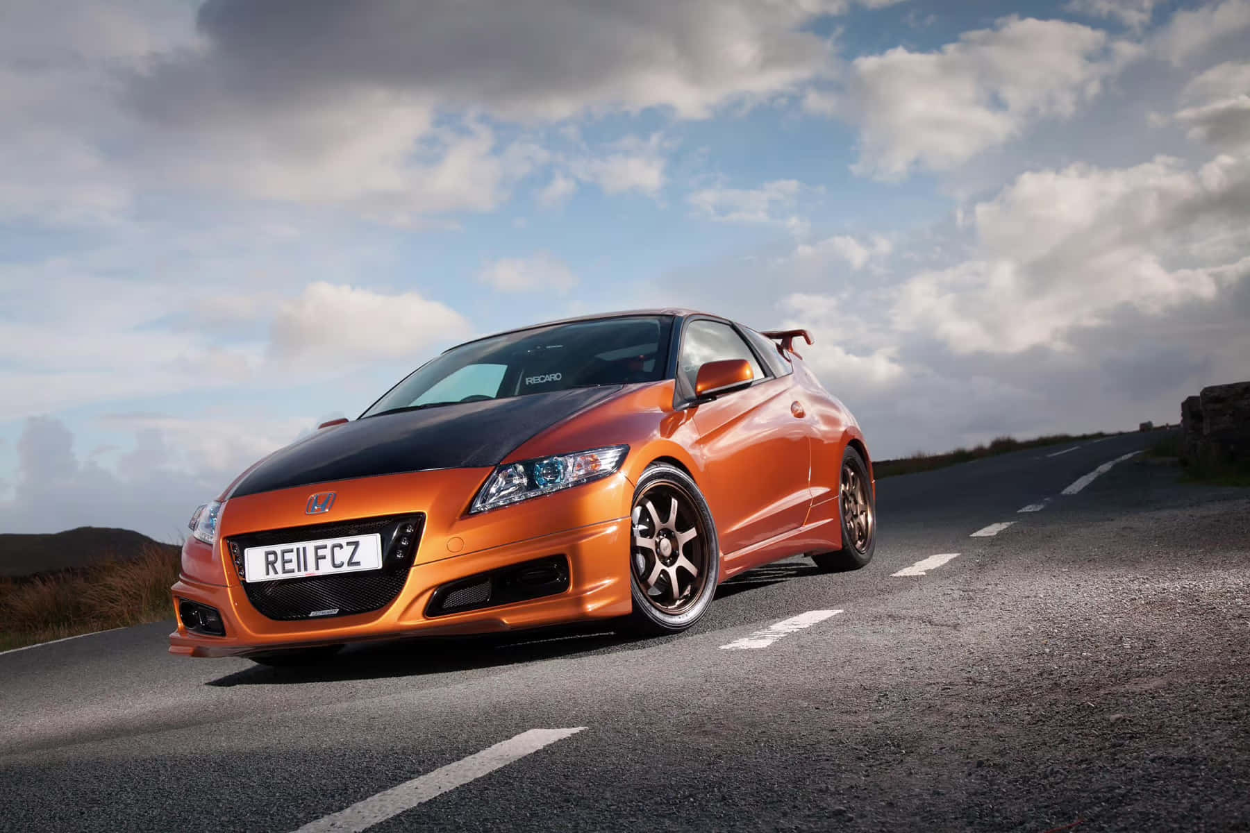 Honda CR-Z, orange and black, rear wing, HD Desktop Wallpaper