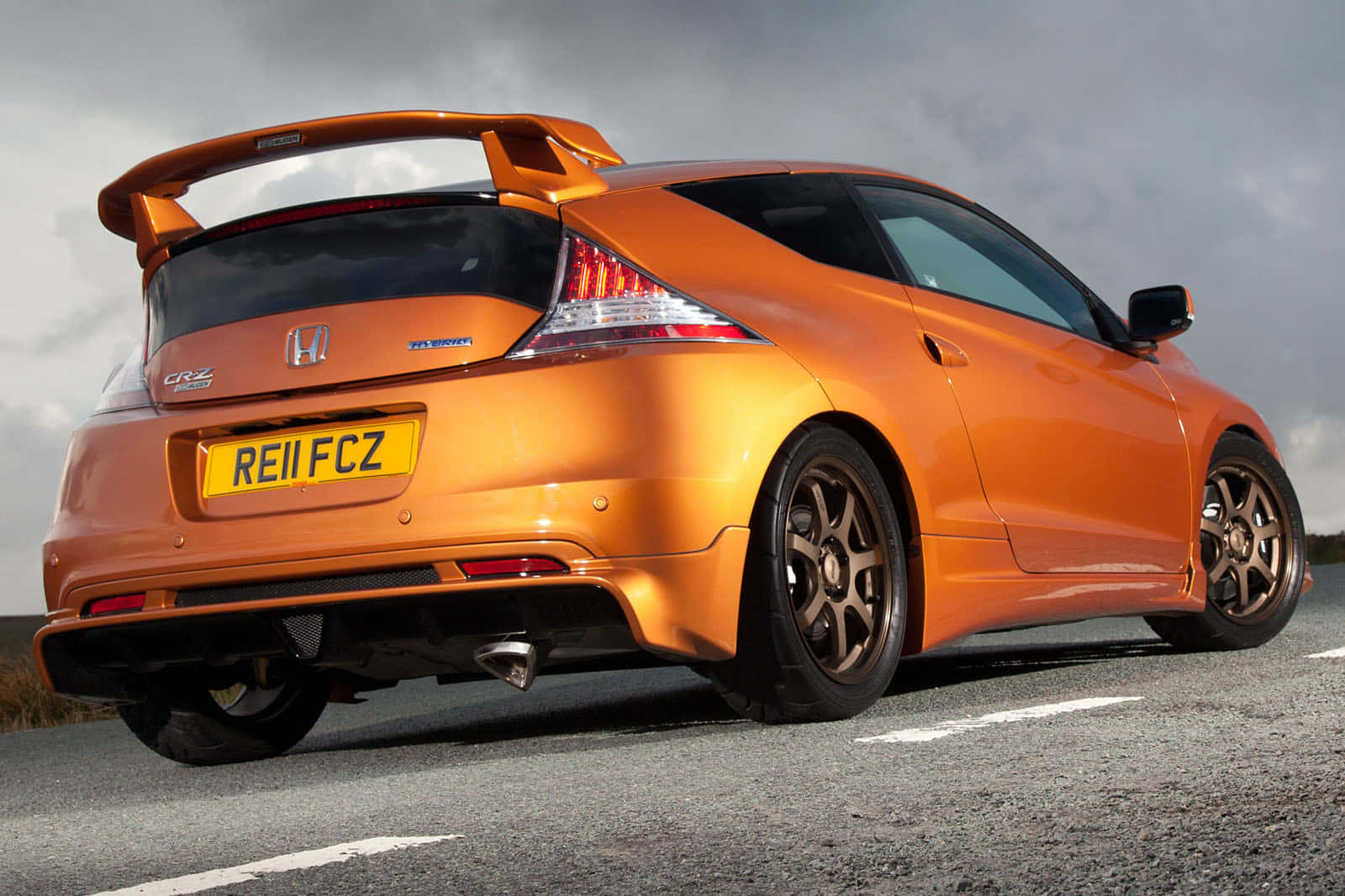 Honda CR-Z, vibrant orange, large rear wing, HD Desktop Wallpaper