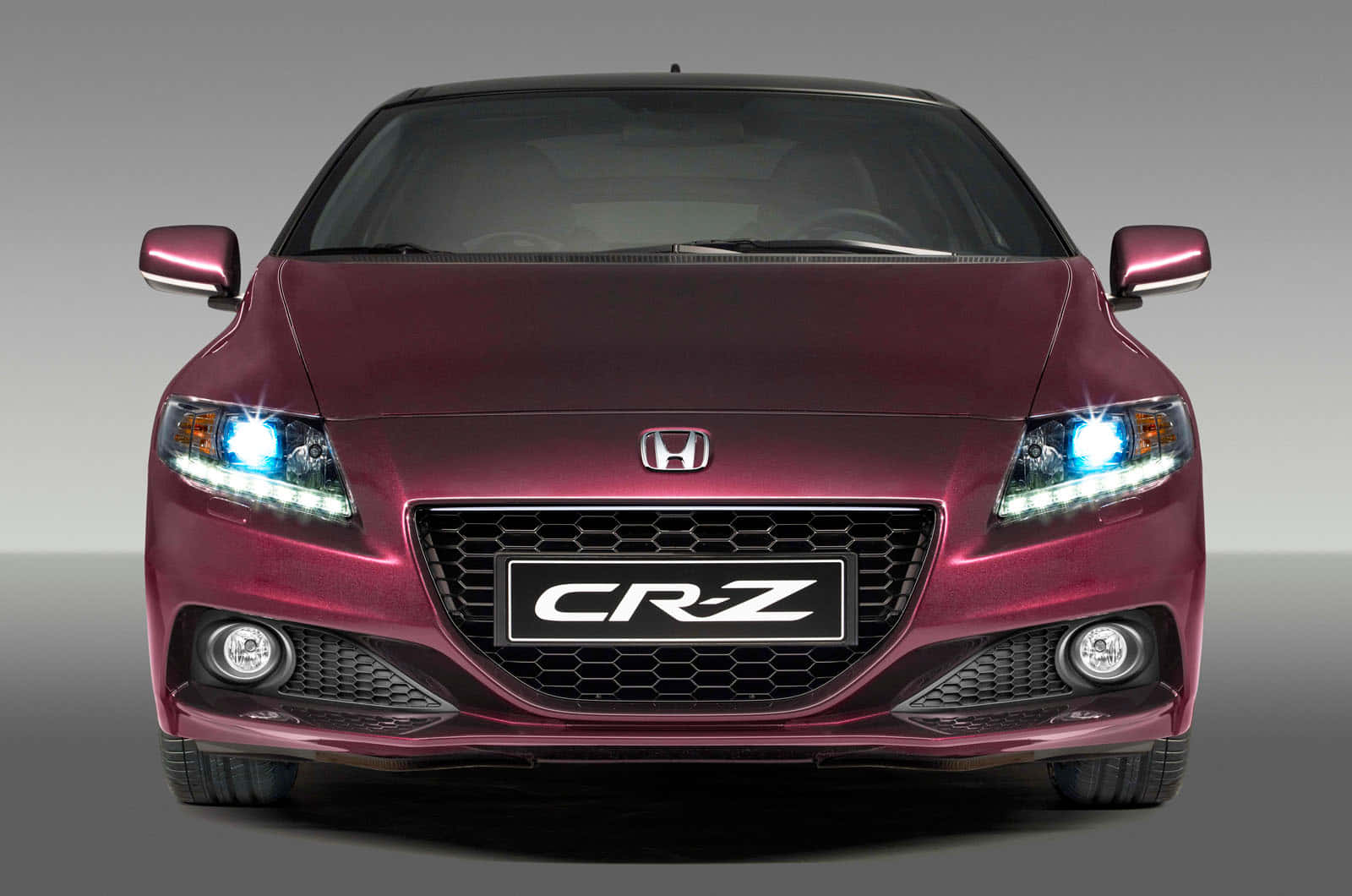 Honda CR-Z, glossy maroon, glowing blue headlights, HD Desktop Wallpaper
