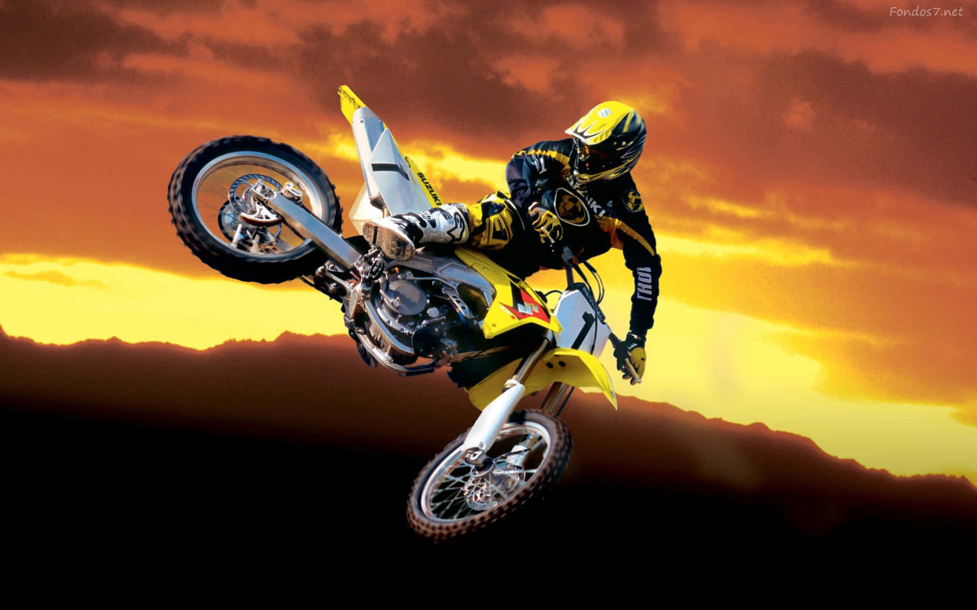 Honda Dirt Bike, yellow gear, daring wheelie, Full HD Desktop Wallpaper