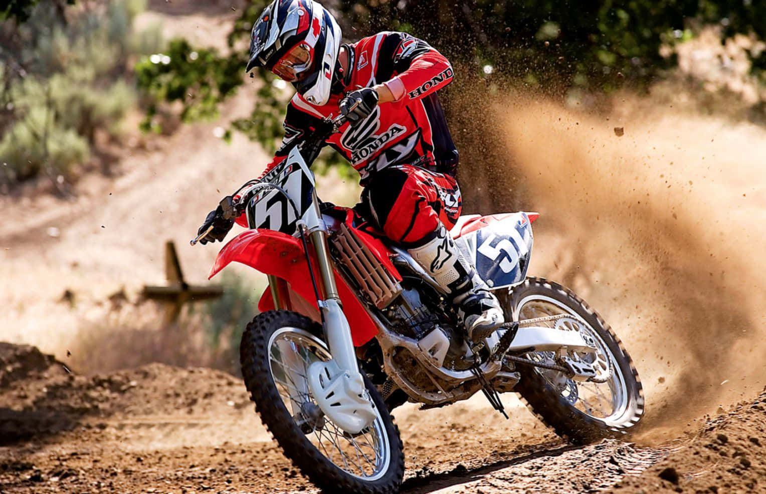 Honda Dirt Bike, red gear, red Honda dirt bike, HD Desktop Wallpaper