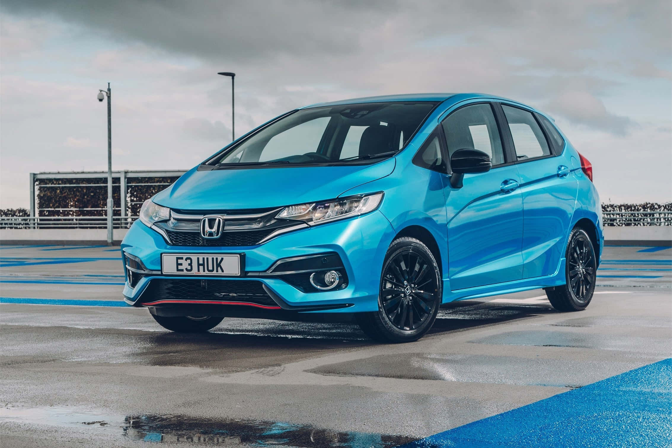 Honda Fit, vibrant blue, black rims, Full HD Desktop Wallpaper